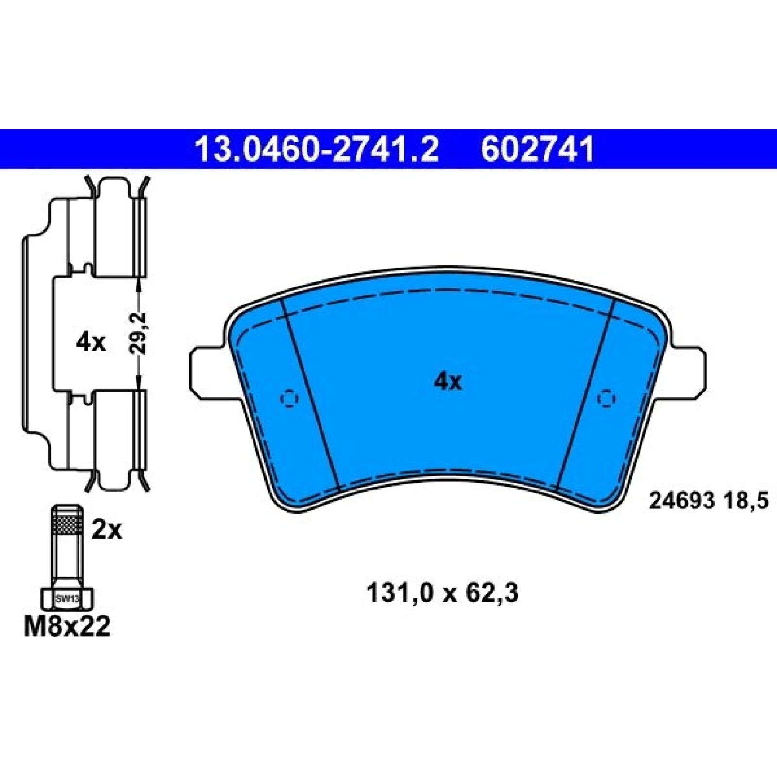 Bremsbelagsatz Renault P. Kangoo 1.2-1.6 08 13.0460-2741.2