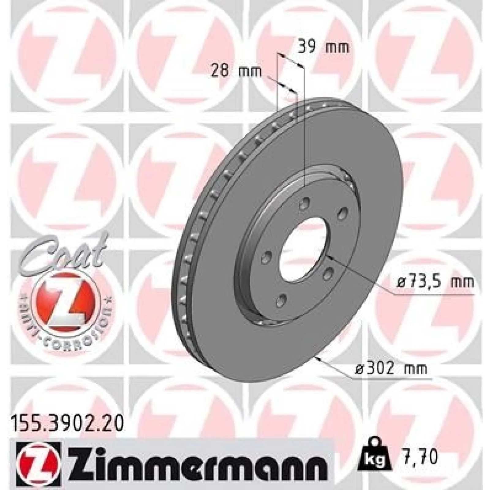 ZIMMERMANN Bremsscheibe 155.3902.20