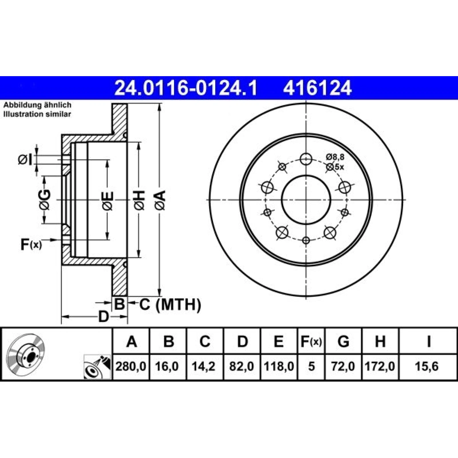 Bremsscheibe Fiat T.Ducato 02- 10/14 24.0116-0124.1