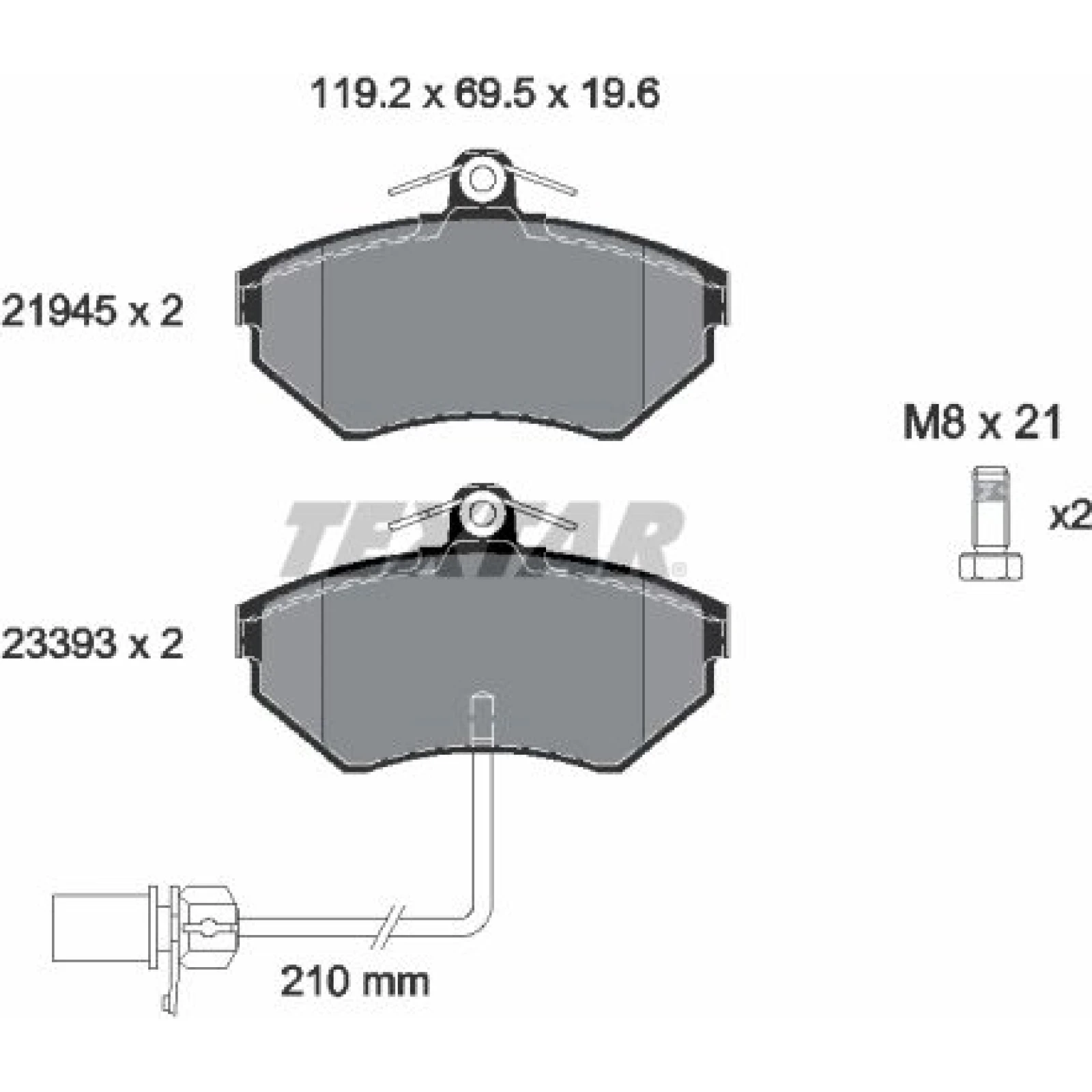 Bremsbelagsatz Vw S. A4 99-/Passat 99- 1,6-1,9 Mit Sensor 119X69 2194504