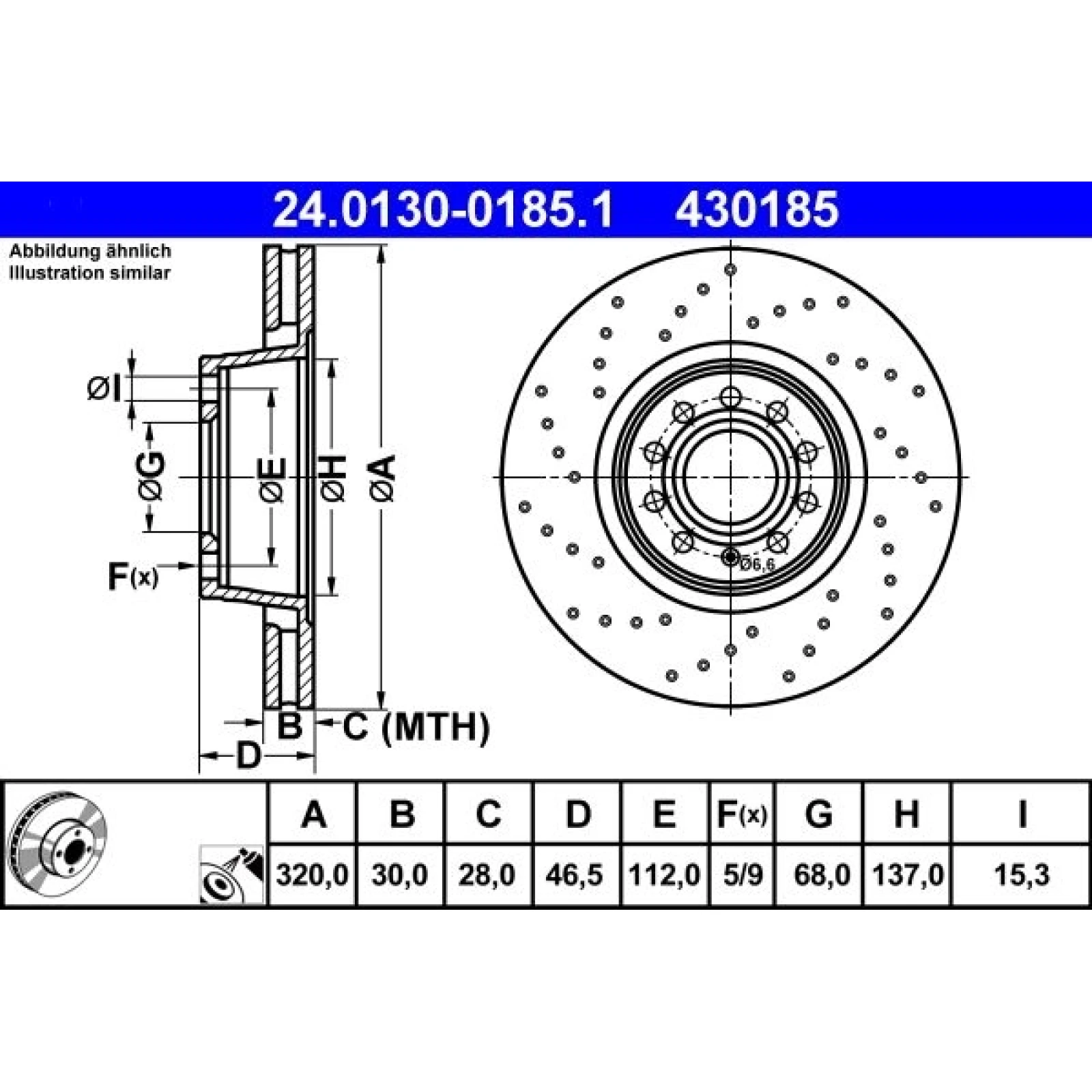 Bremsscheibe Audi S. A4 00-08 24.0130-0185.1