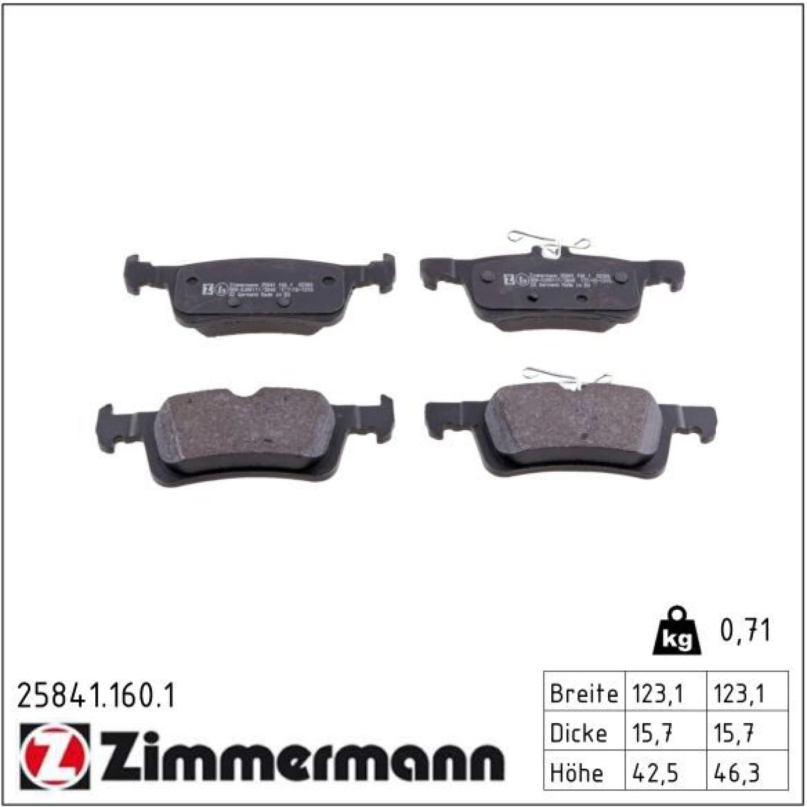 ZIMMERMANN Bremsbeläge 25841.160.1