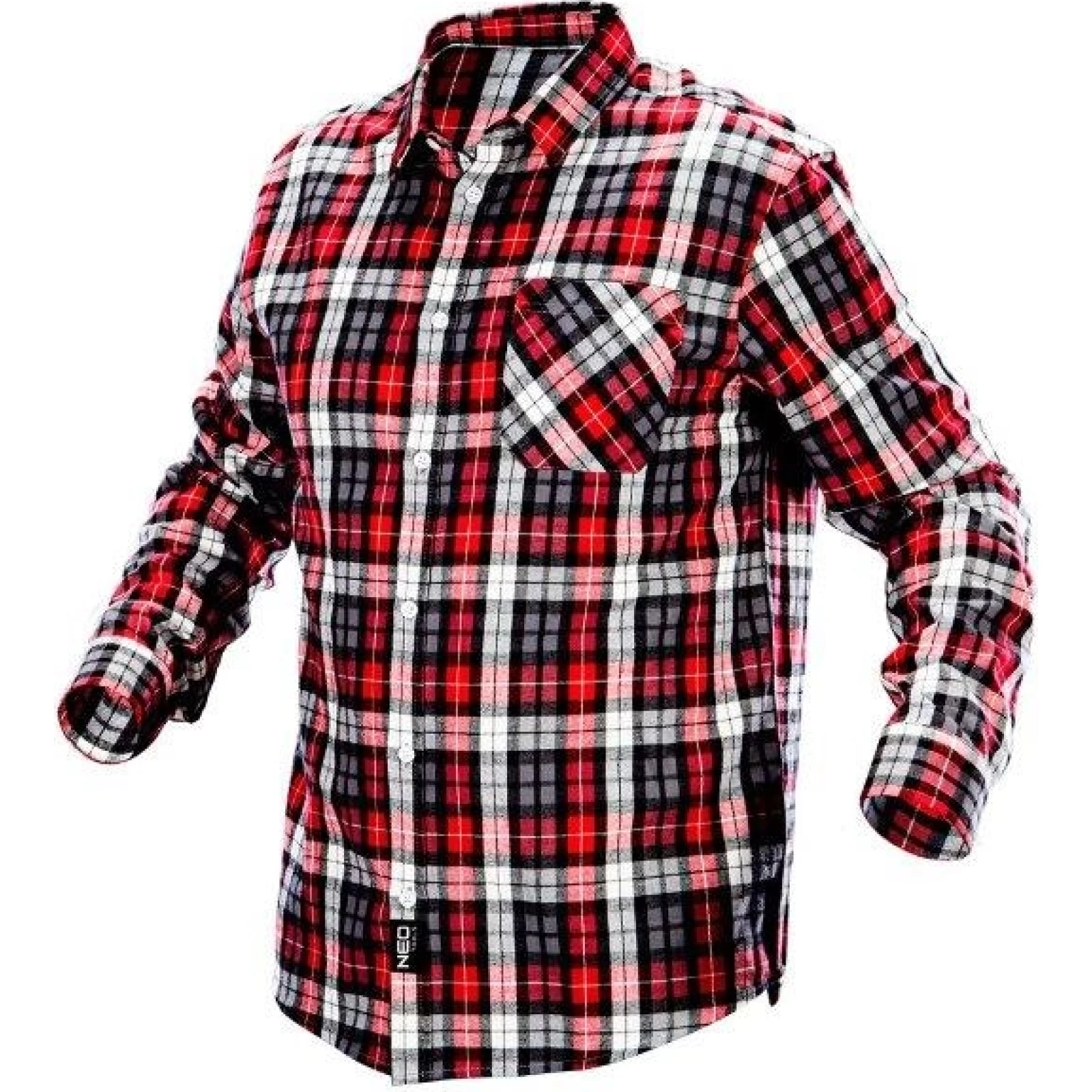 Rot-Schwarz-Weiss Kariertes Flanellhemd A, Größe Xl 81-540-XL