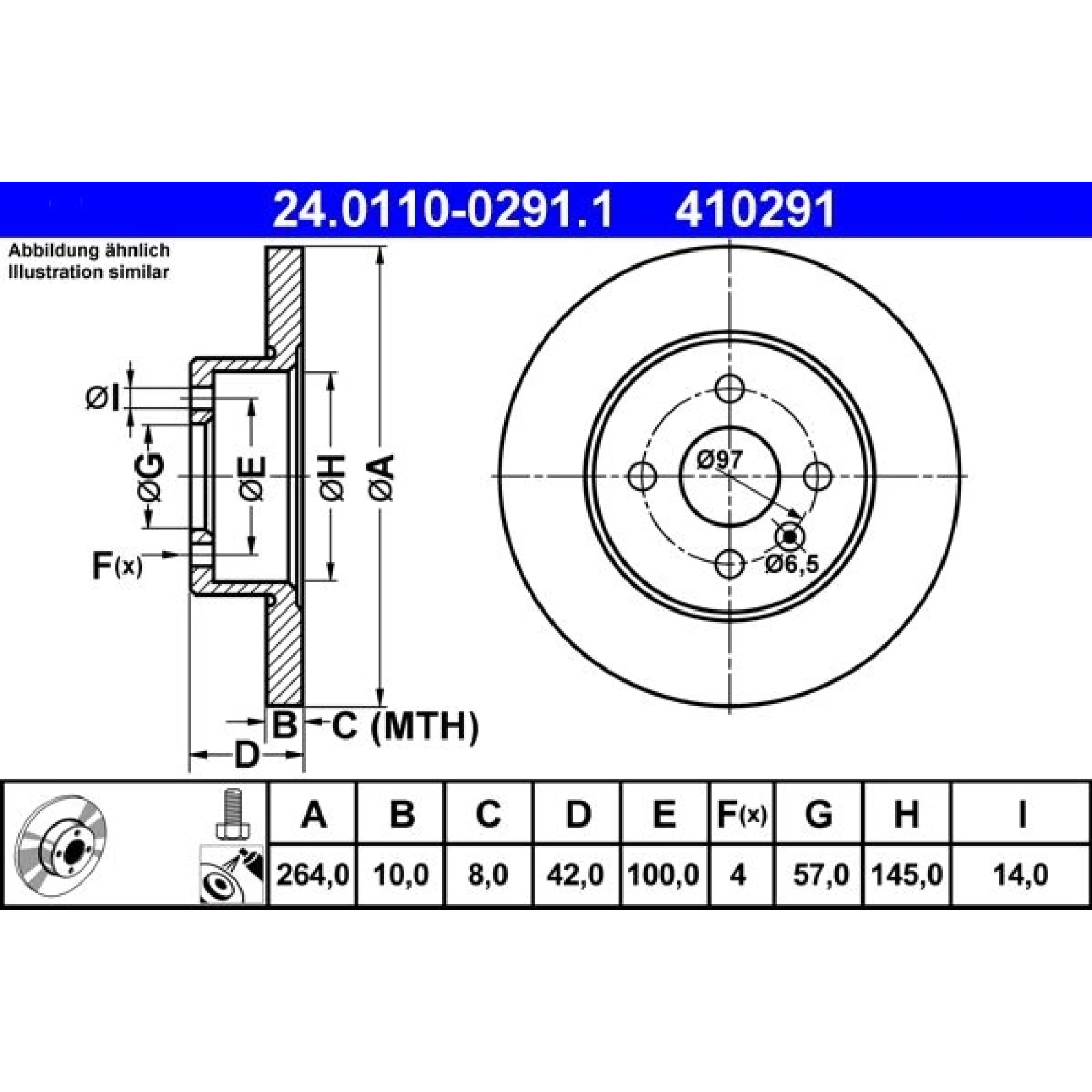 Bremsscheibe Opel T. Astra/Combo/Corsa/Meriva 00 24.0110-0291.1