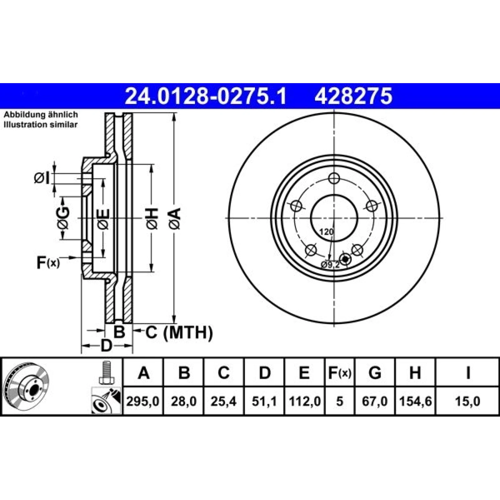 Bremsscheibe Db P. C117/W176/W246/X156 12 24.0128-0275.1