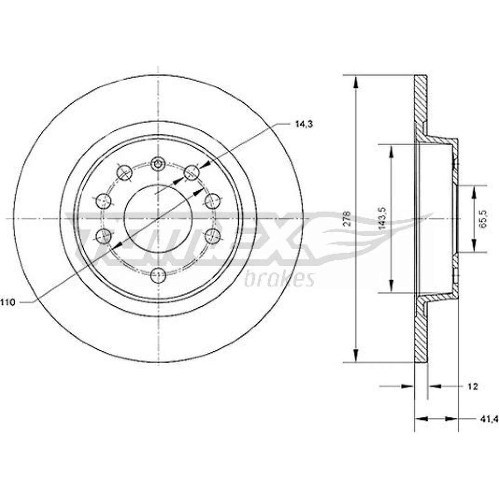 TOMEX brakes Bremsscheibe TX 70-81