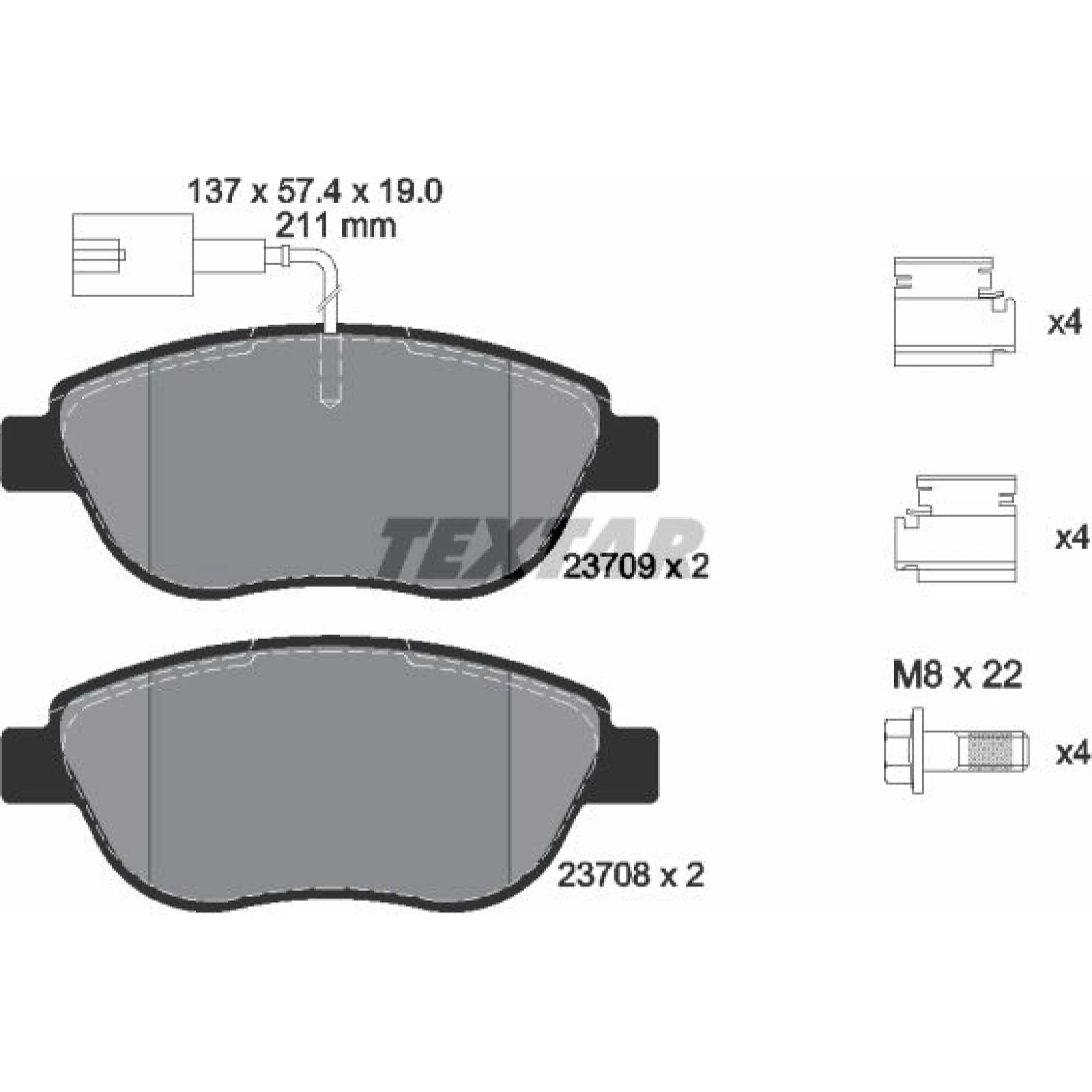 Bremsbelagsatz Fiat P. Punto 12-/Evo 09-/500 Abarth Mit Sensor 2370901
