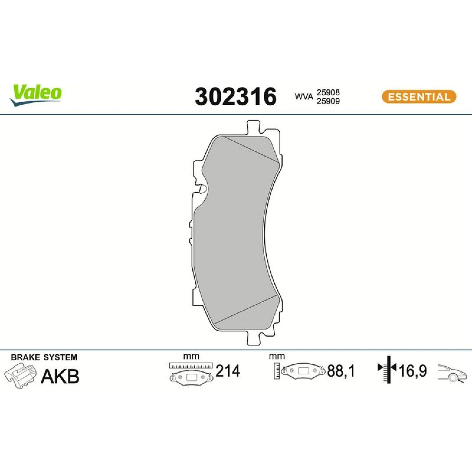 Valeo Bremsbelagsatz 302316