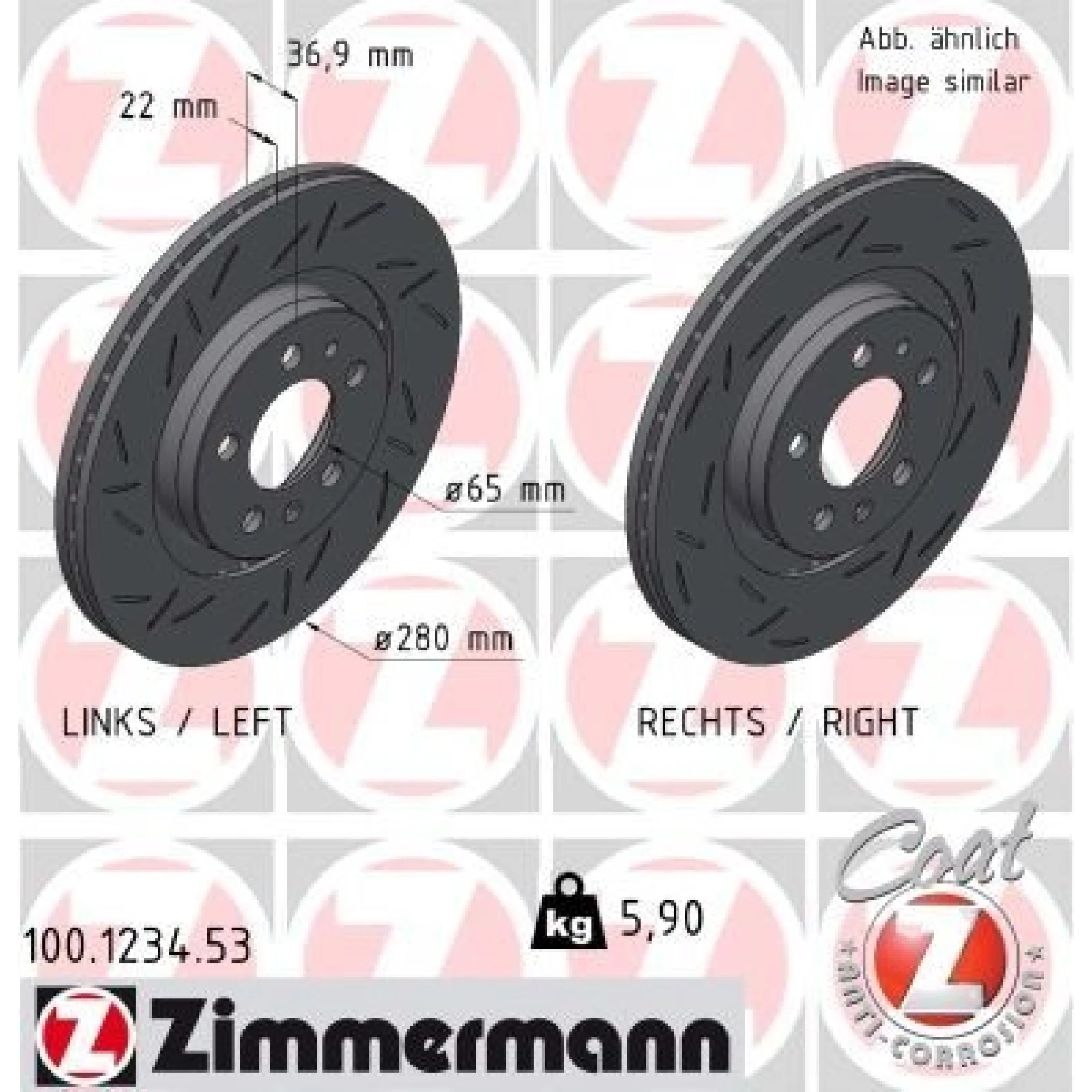 100.1234.53 Zimmermann Bremsscheibe 100.1234.53