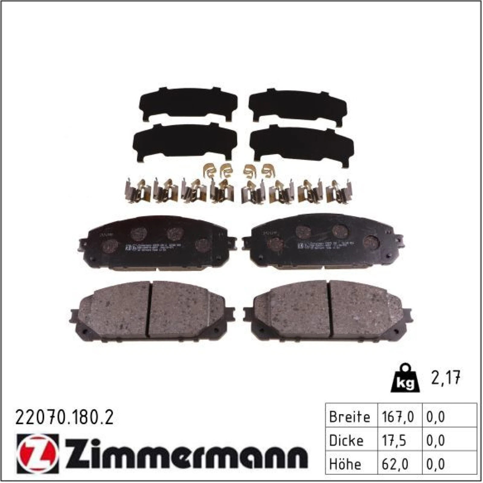 ZIMMERMANN Bremsbeläge 22070.180.2