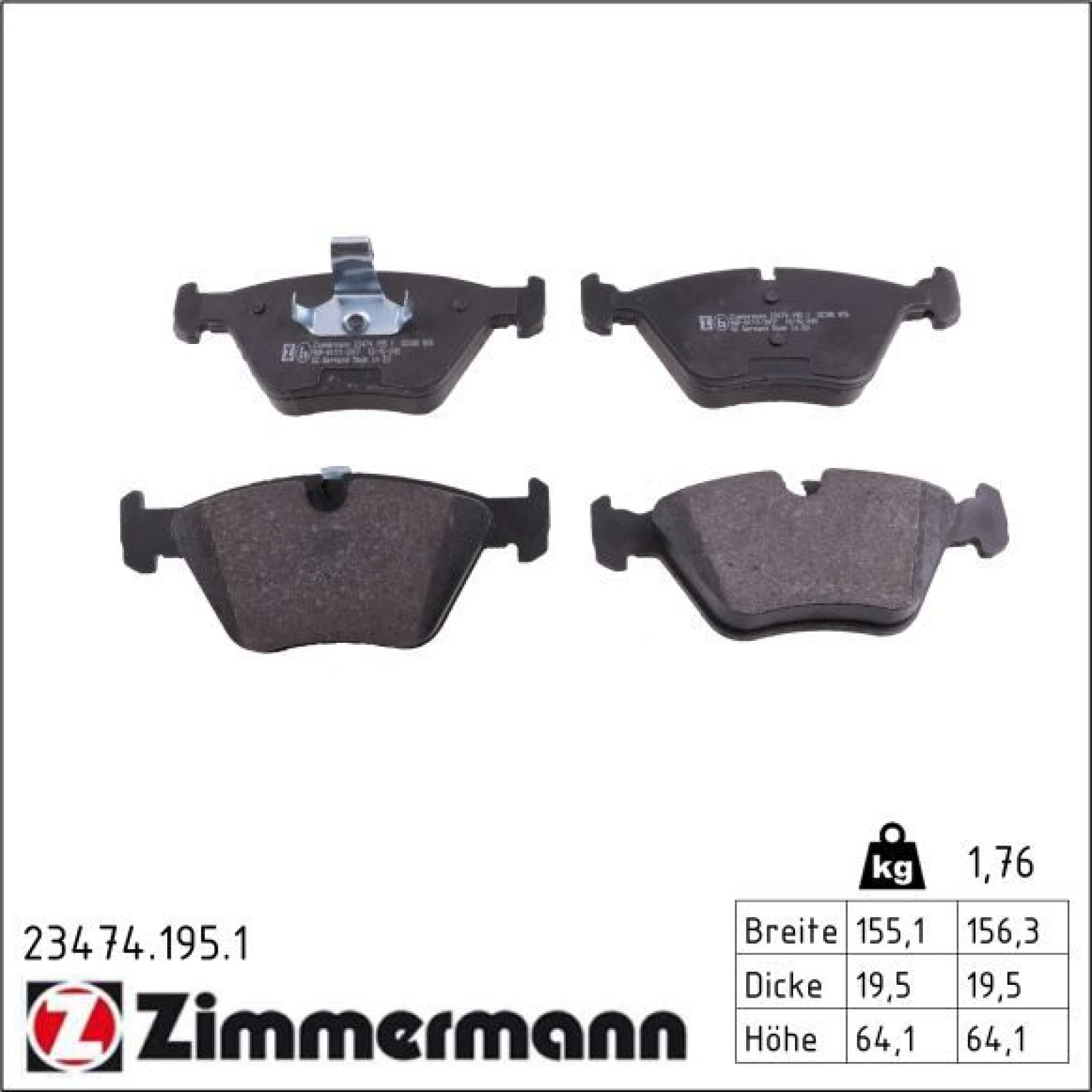 ZIMMERMANN Bremsbeläge 23474.195.1