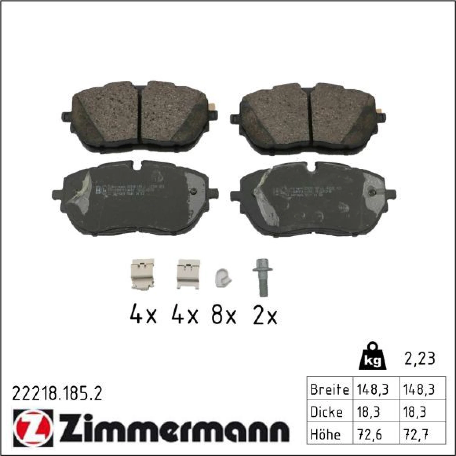 ZIMMERMANN Bremsbeläge 22218.185.2