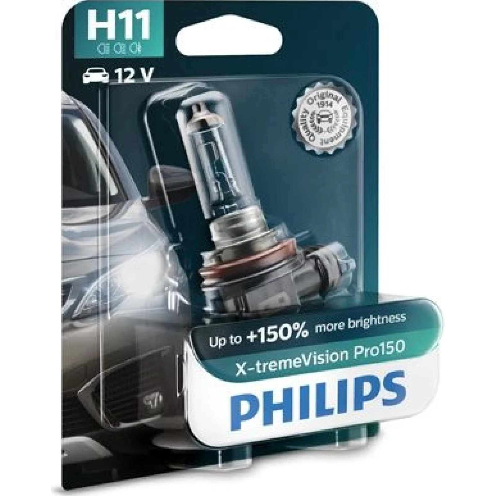 H11 12V 55W PGJ19-2 X-tremeVision Pro150 1 Stück Blister Philips 12362XVPB1