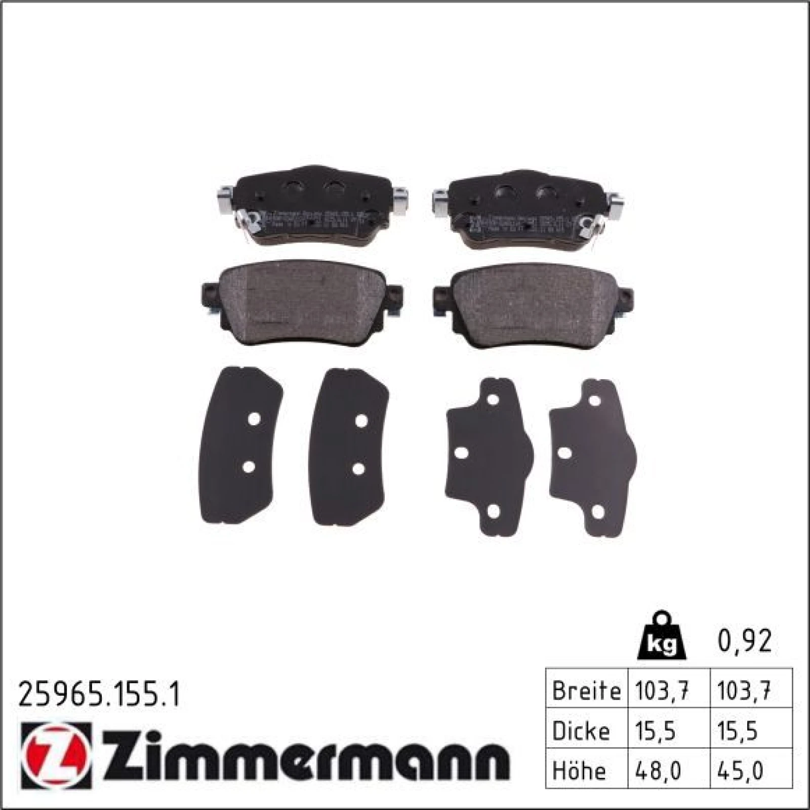 ZIMMERMANN Bremsbeläge 25965.155.1