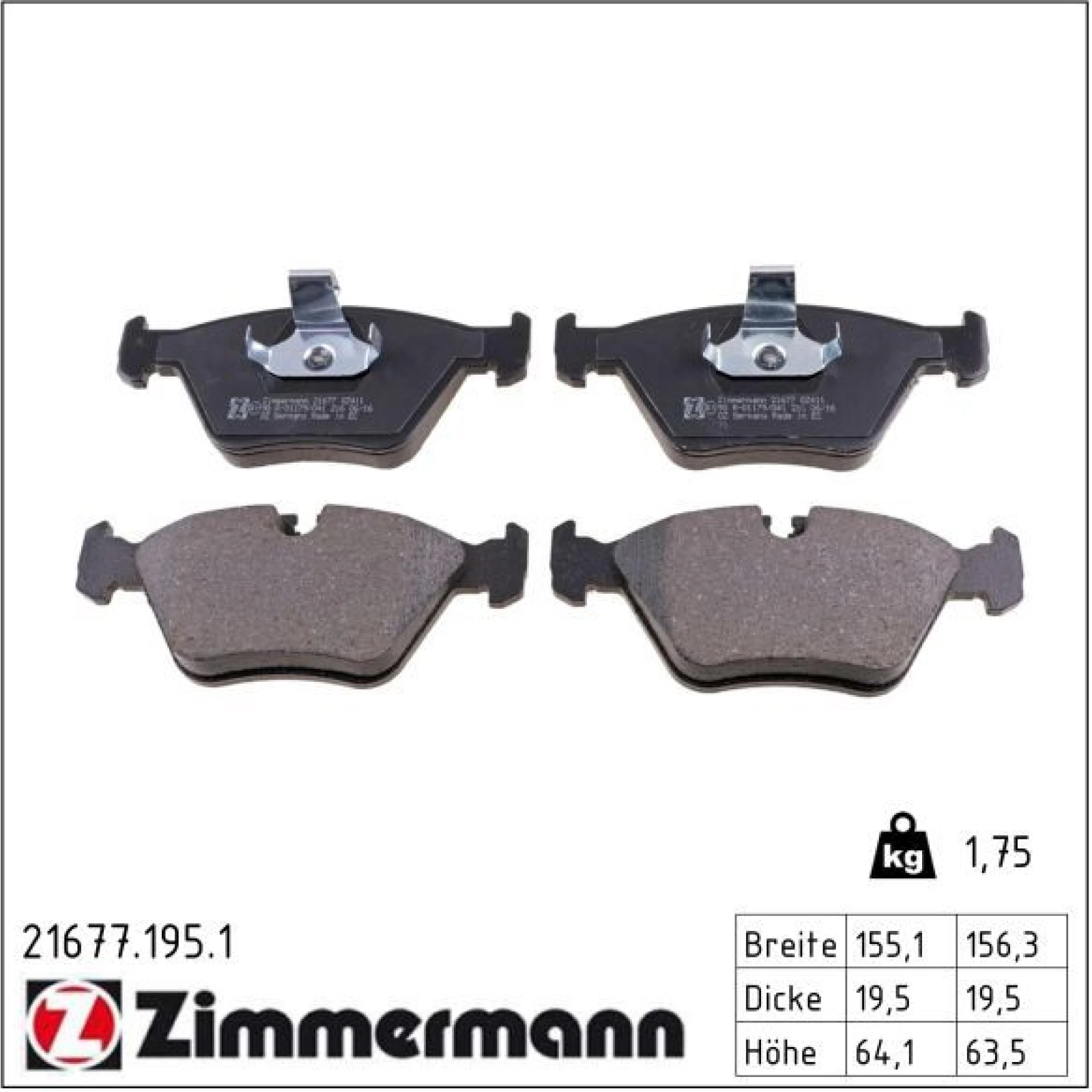 ZIMMERMANN Bremsbeläge 21677.195.1