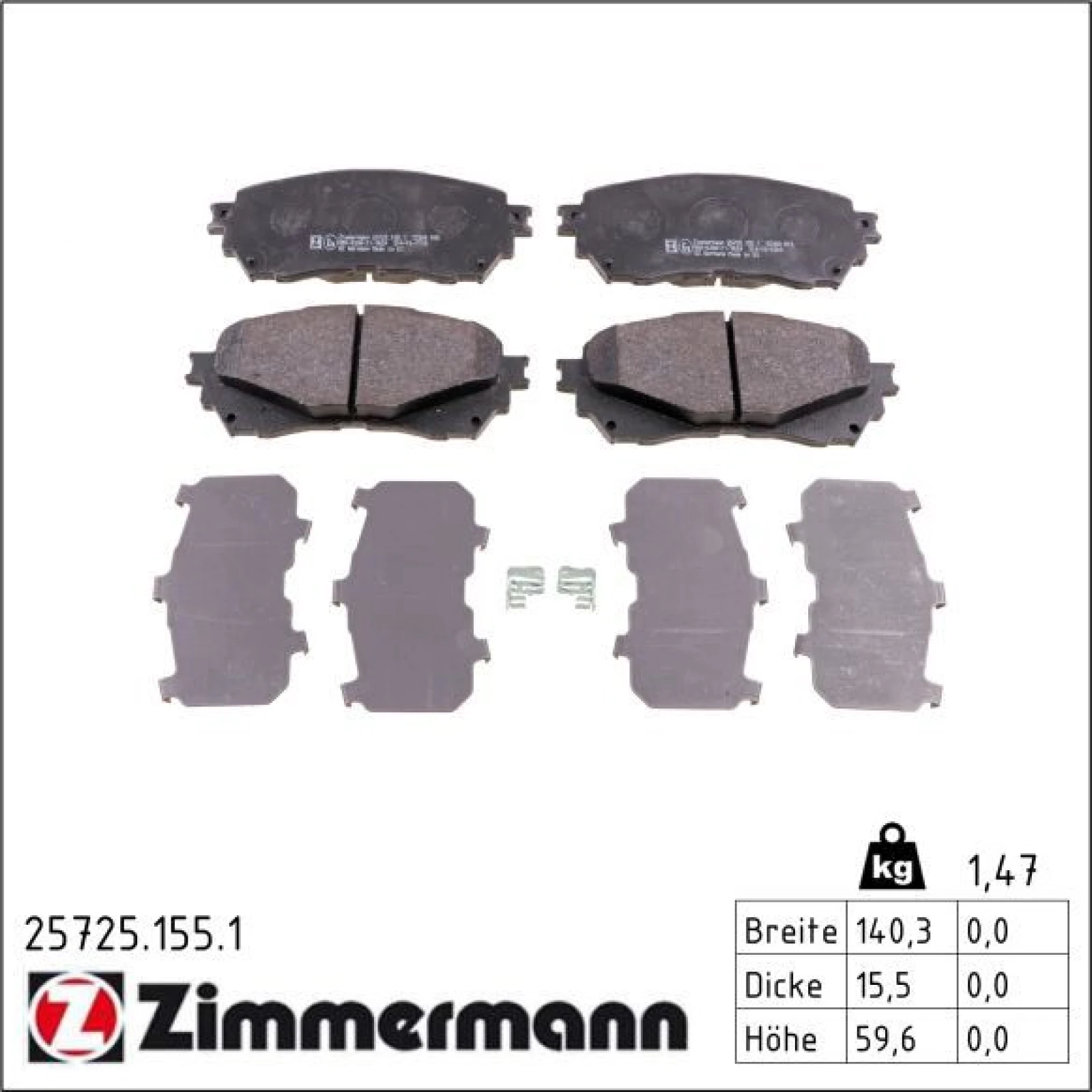 ZIMMERMANN Bremsbelagsatz, Scheibenbremse 25725.155.1