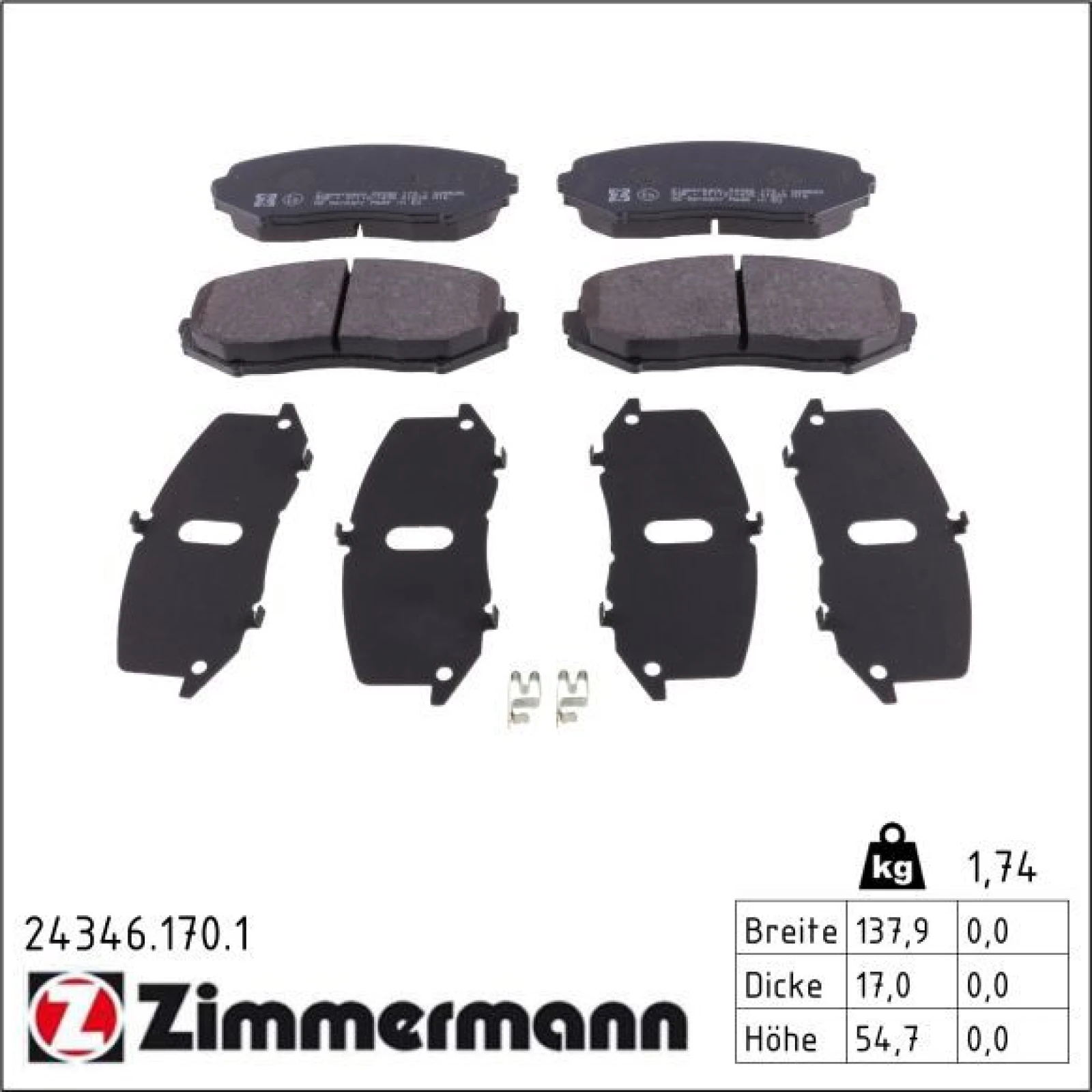 ZIMMERMANN Bremsbeläge 24346.170.1