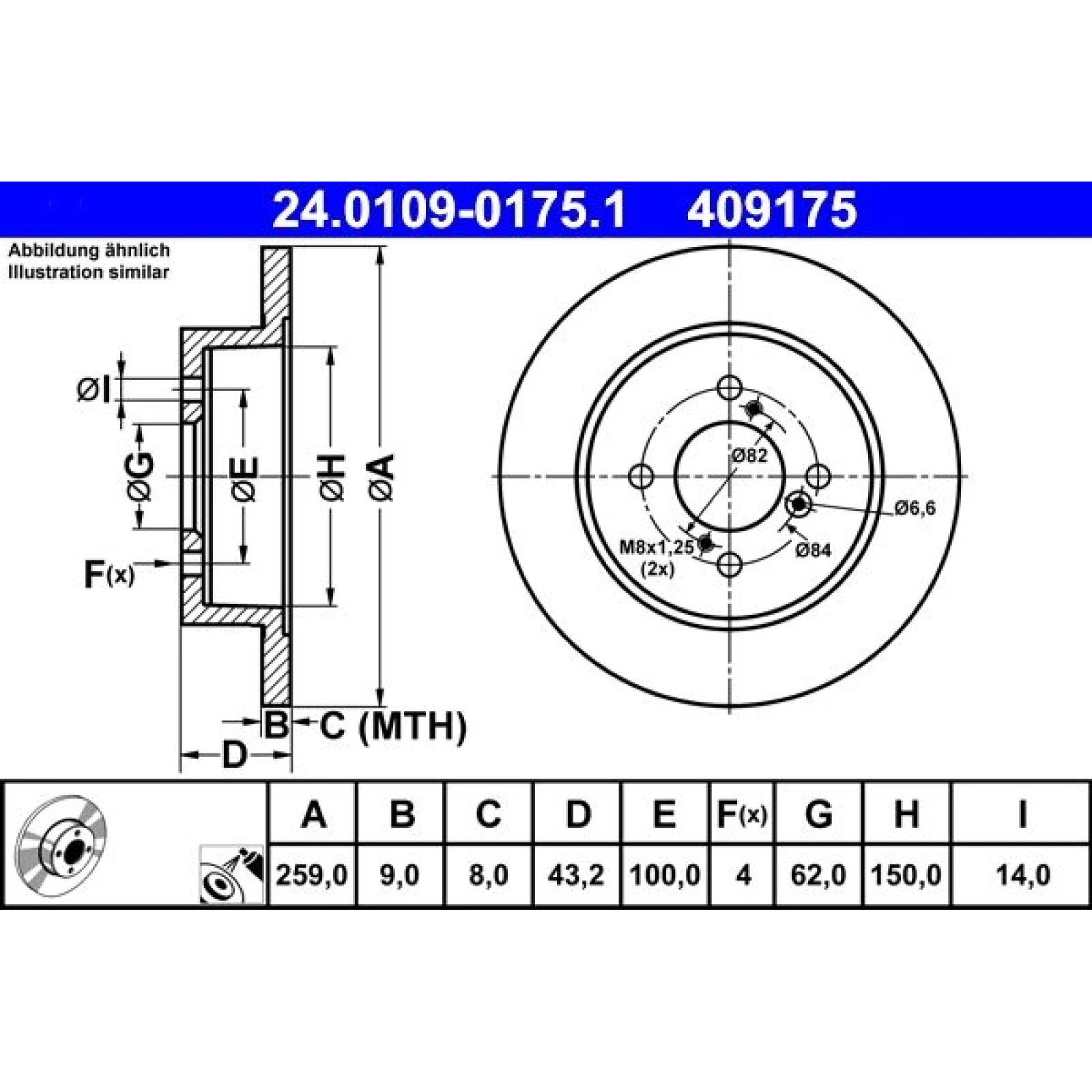 Bremsscheibe Suzuki T. Swift 1.2/1.3 Ddis 10 24.0109-0175.1