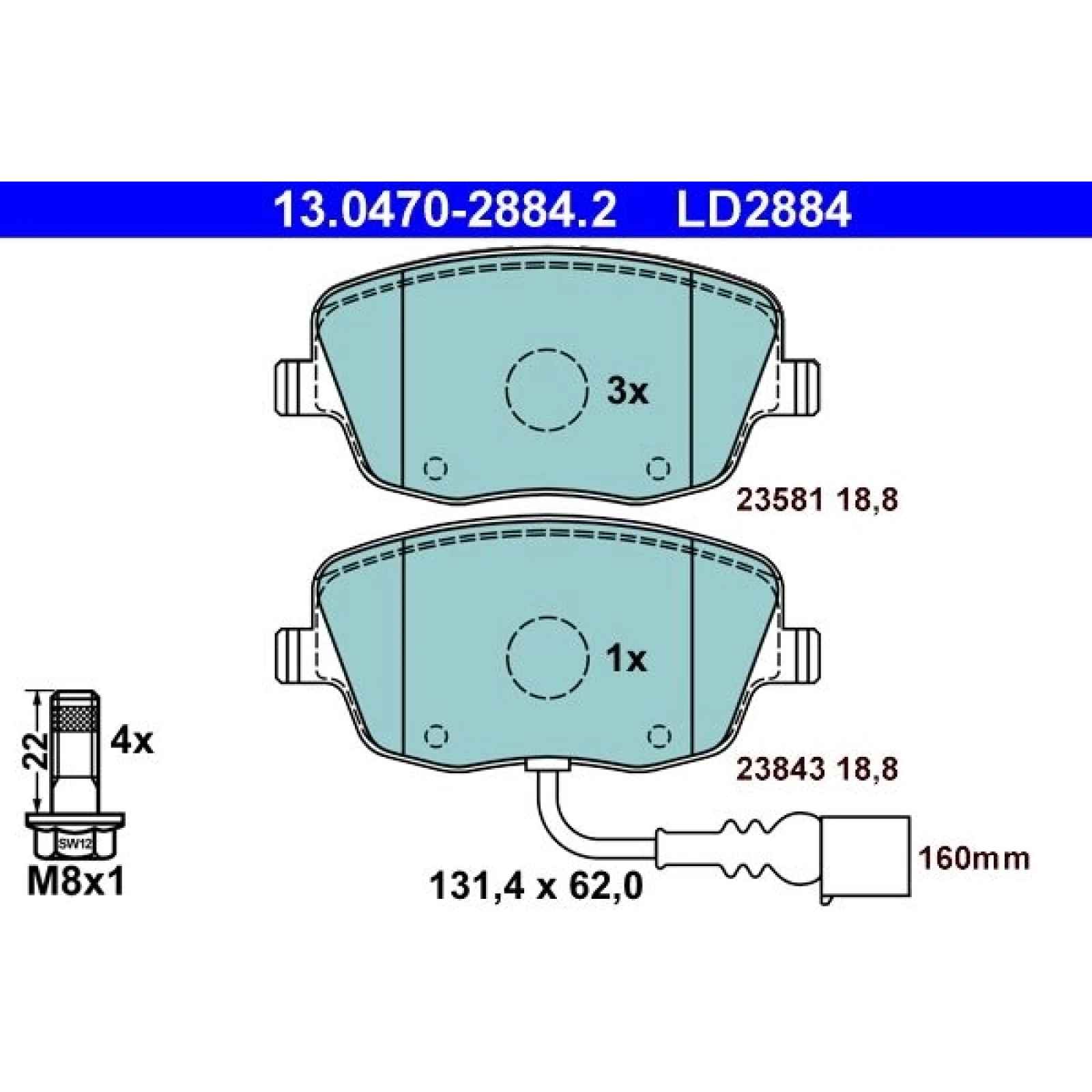 Bremsbelagsatz Skoda P. Fabia/Roomster 1.0-1.9 Tdi 99-15 Keramik 13.0470-2884.2
