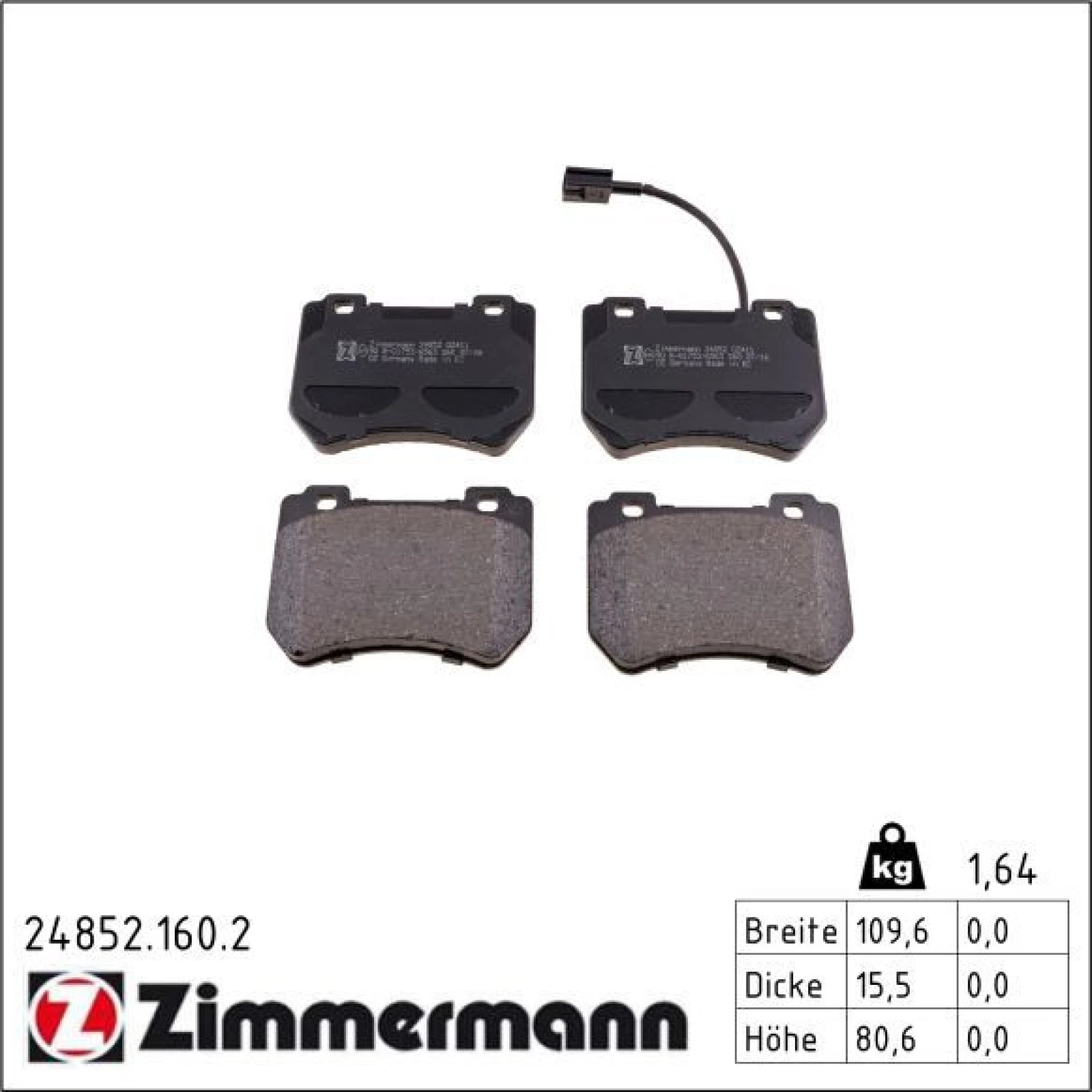 ZIMMERMANN Bremsbeläge 24852.160.2