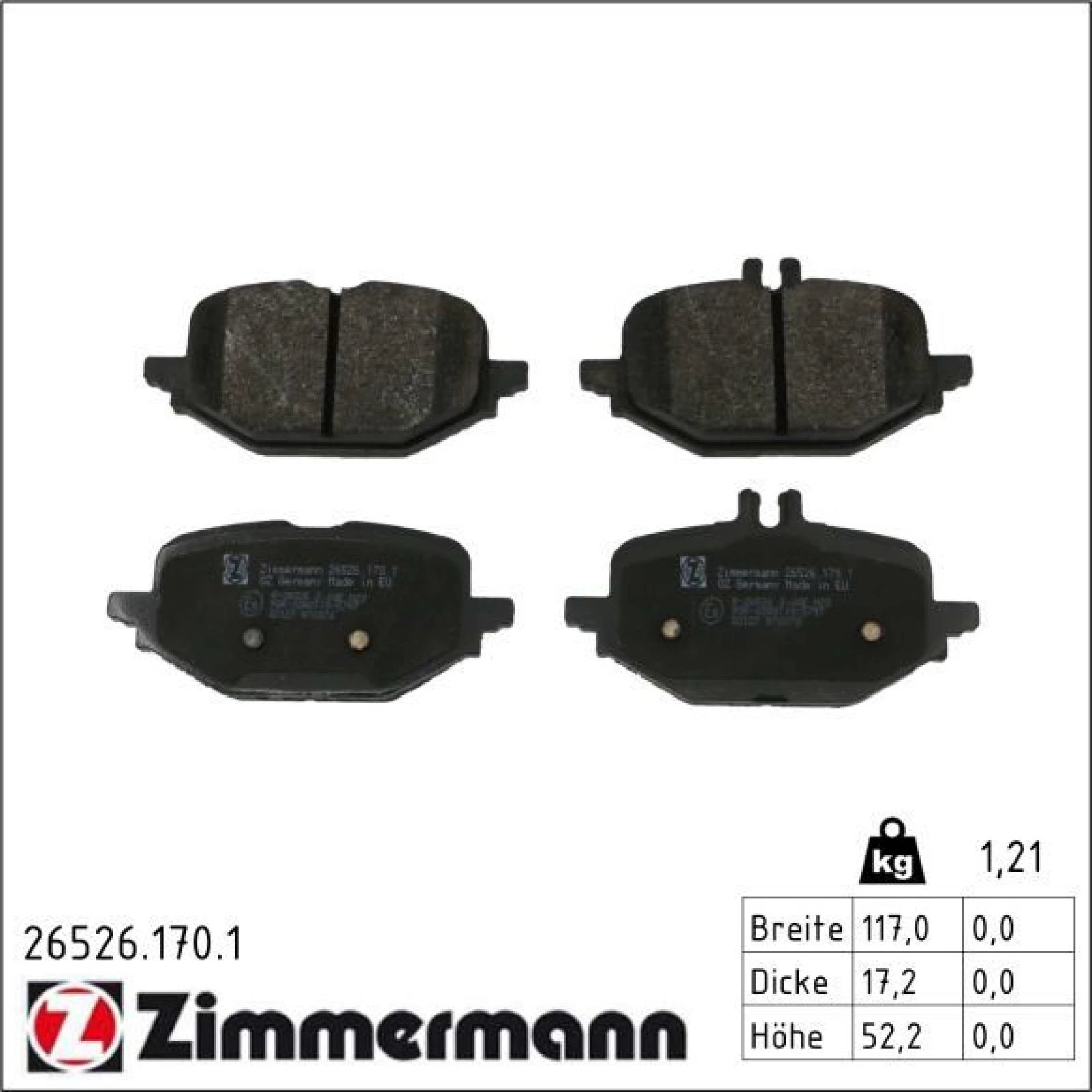 ZIMMERMANN Bremsbelagsatz, Scheibenbremse 26526.170.1