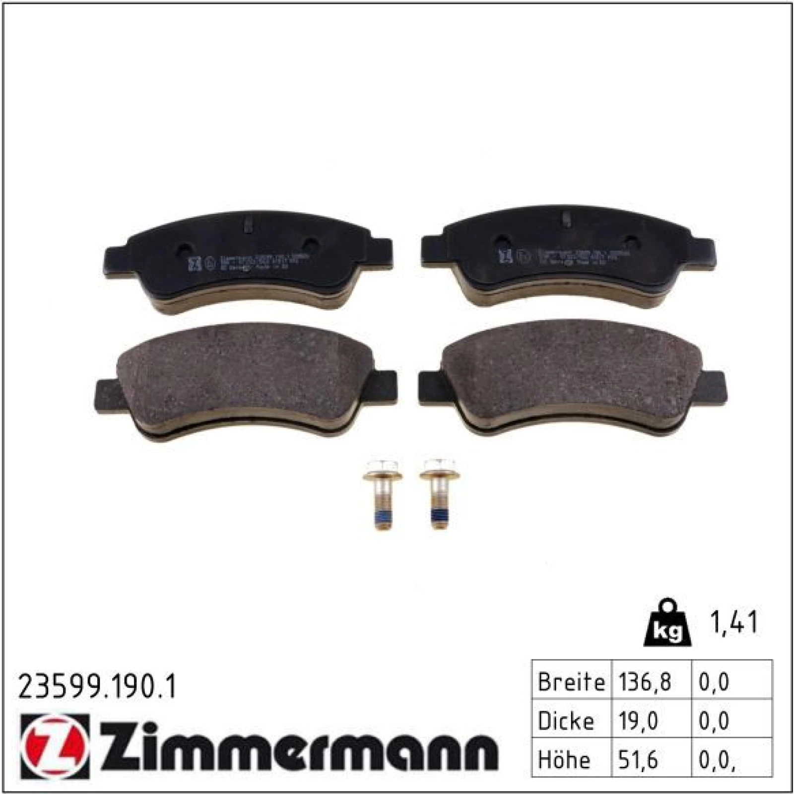 ZIMMERMANN Bremsbeläge 23599.190.1