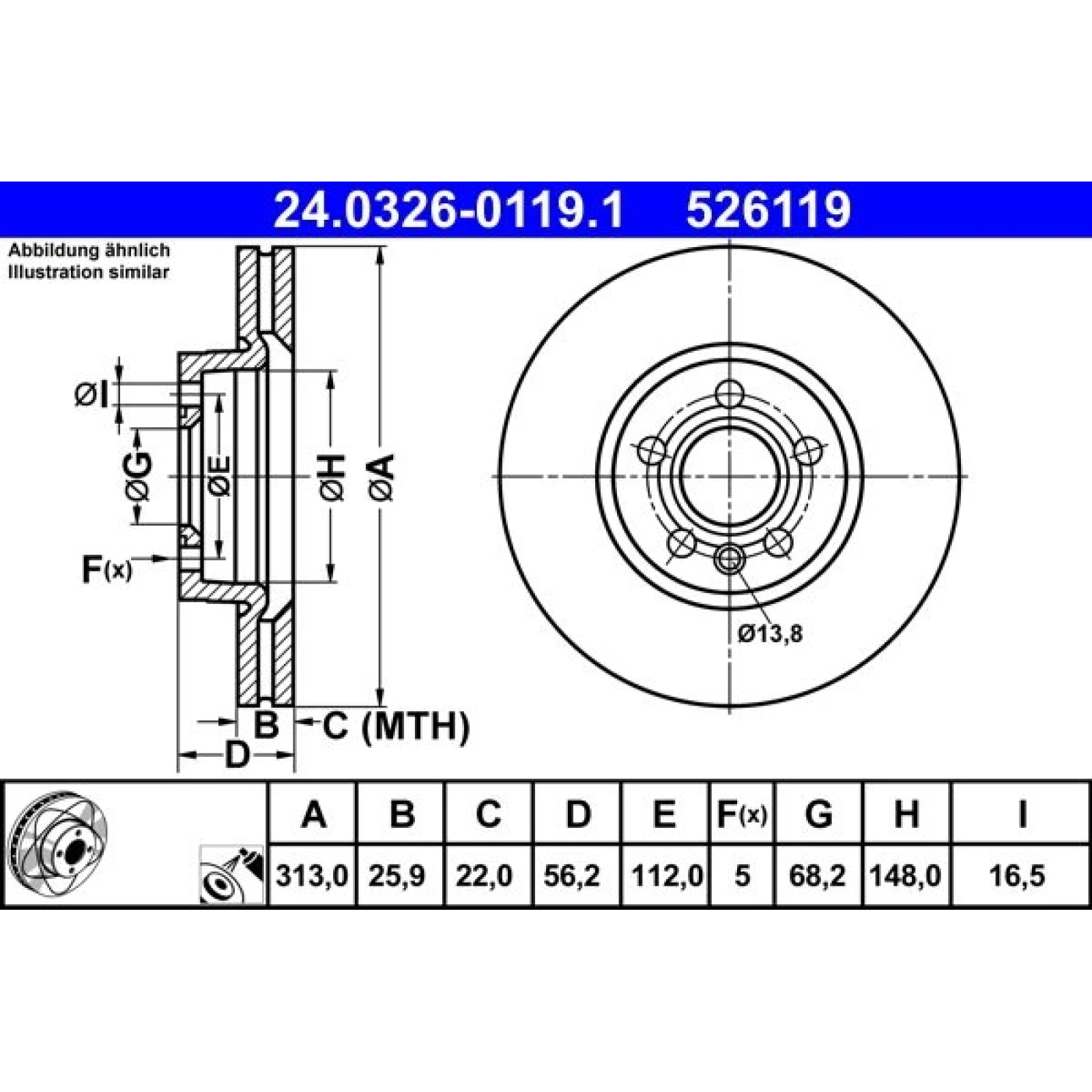 Bremsscheibe Vw P. Sharan/T4 90-10 Power Disc 24.0326-0119.1