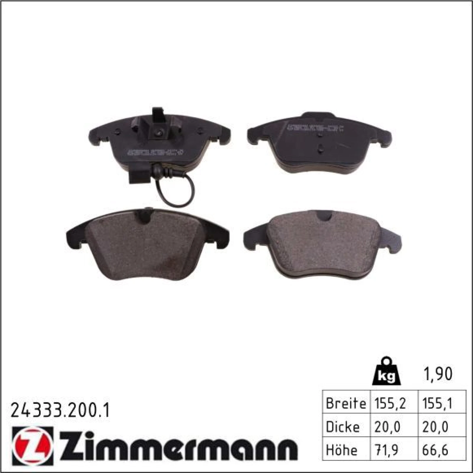 ZIMMERMANN Bremsbeläge 24333.200.1
