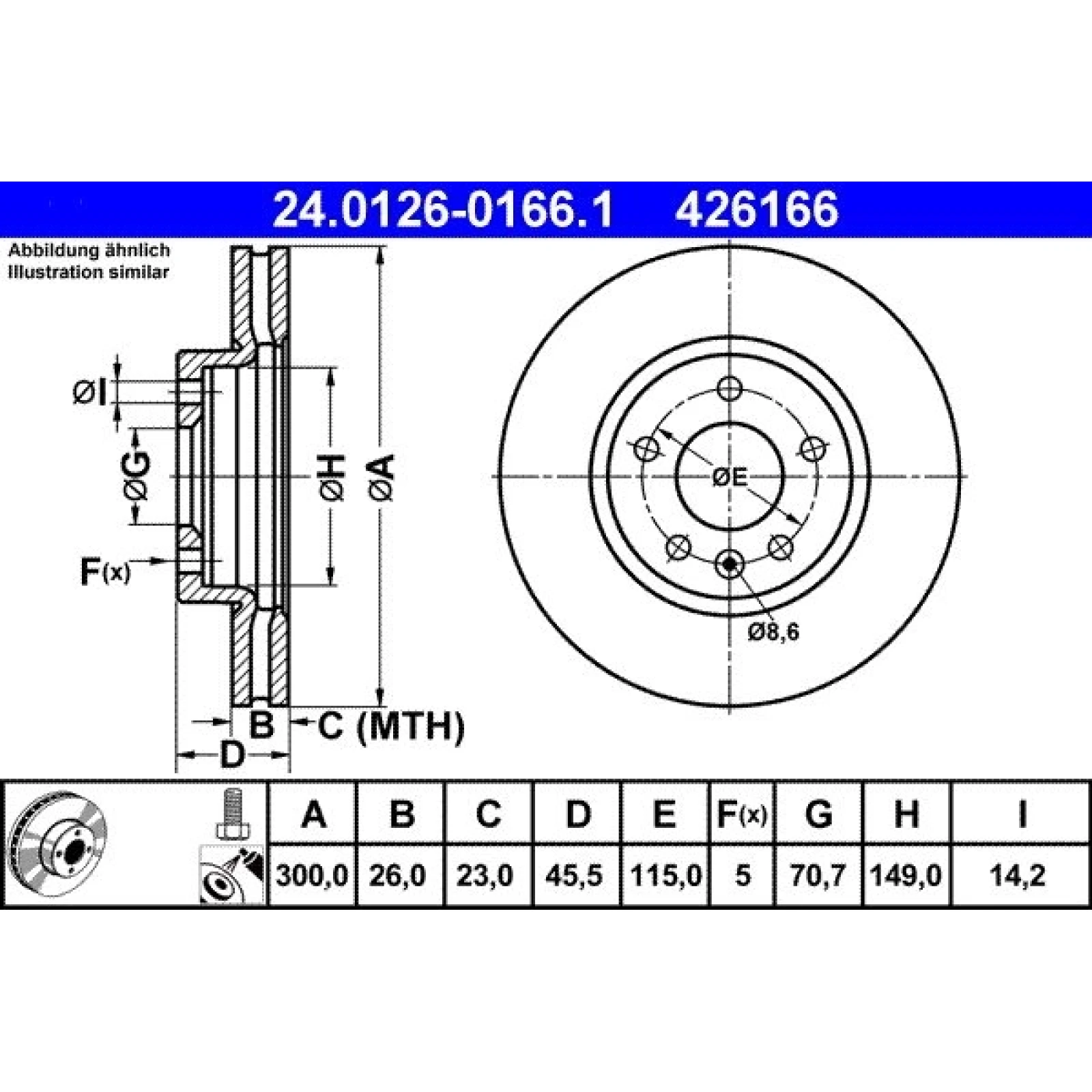 Bremsscheibe Opel P. Astra 09- Ko A 16 Zoll 24.0126-0166.1