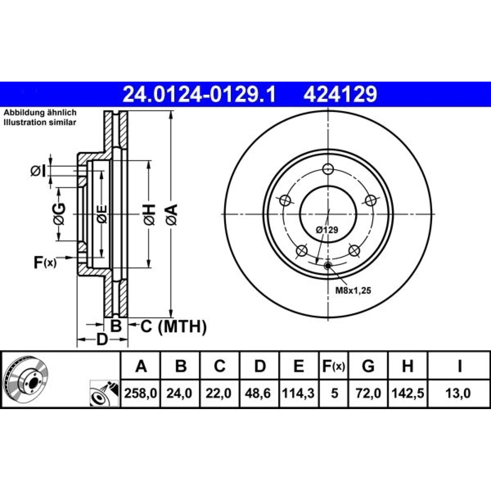 Bremsscheibe Mazda S. 626/Mx-6/Premacy/Xedos 1.8-2.5 92-05 24.0124-0129.1