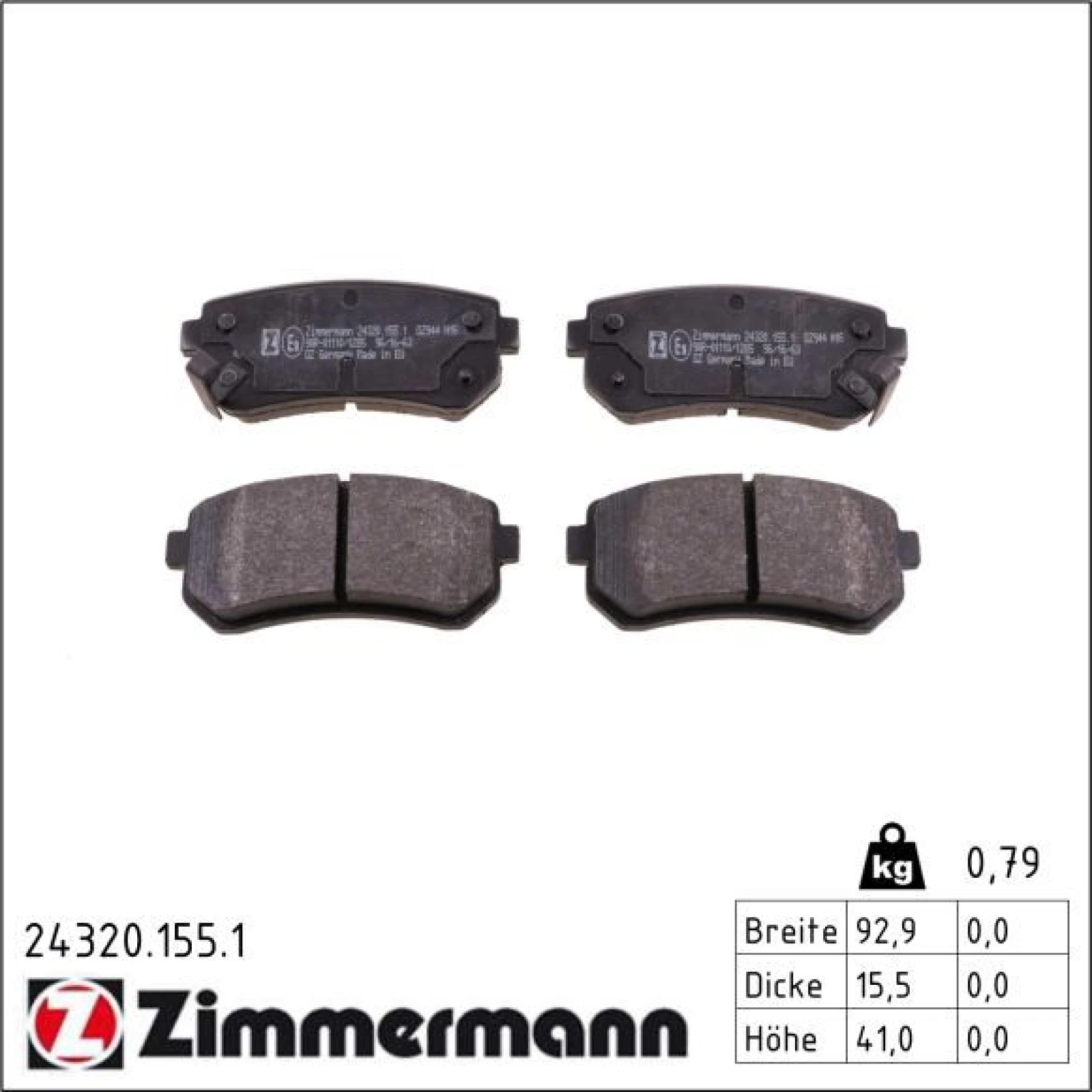 ZIMMERMANN Bremsbeläge 24320.155.1