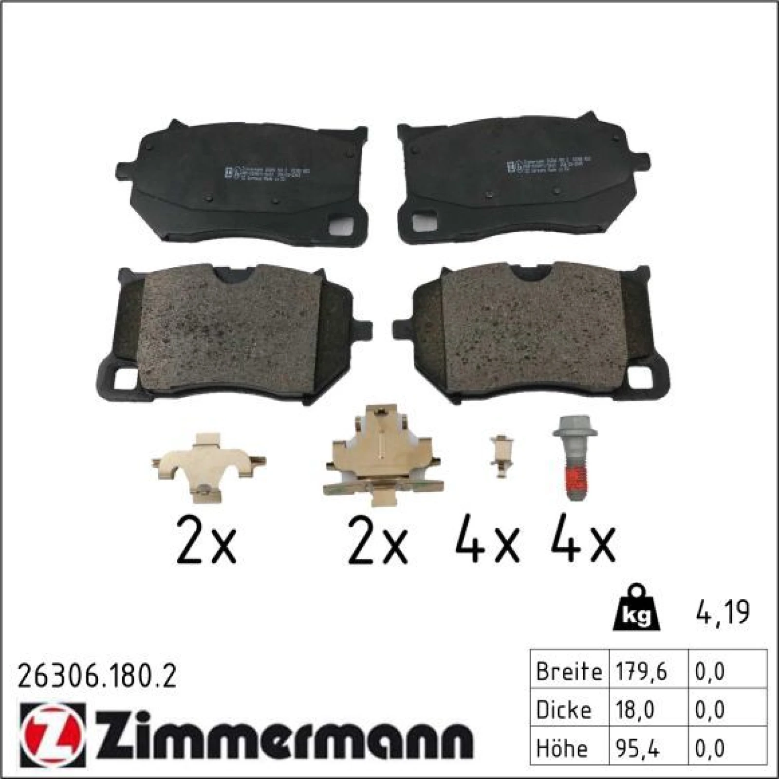 ZIMMERMANN Bremsbelagsatz, Scheibenbremse 26306.180.2