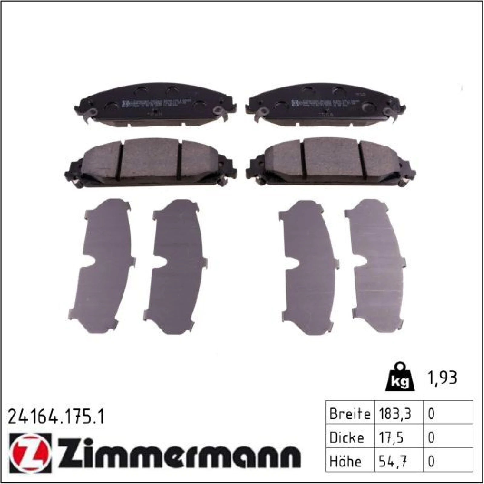 ZIMMERMANN Bremsbeläge 24164.175.1