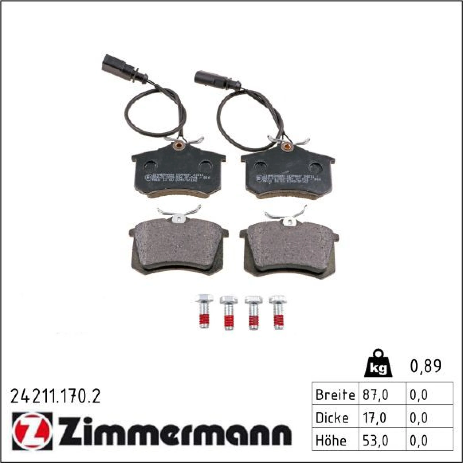ZIMMERMANN Bremsbeläge 24211.170.2