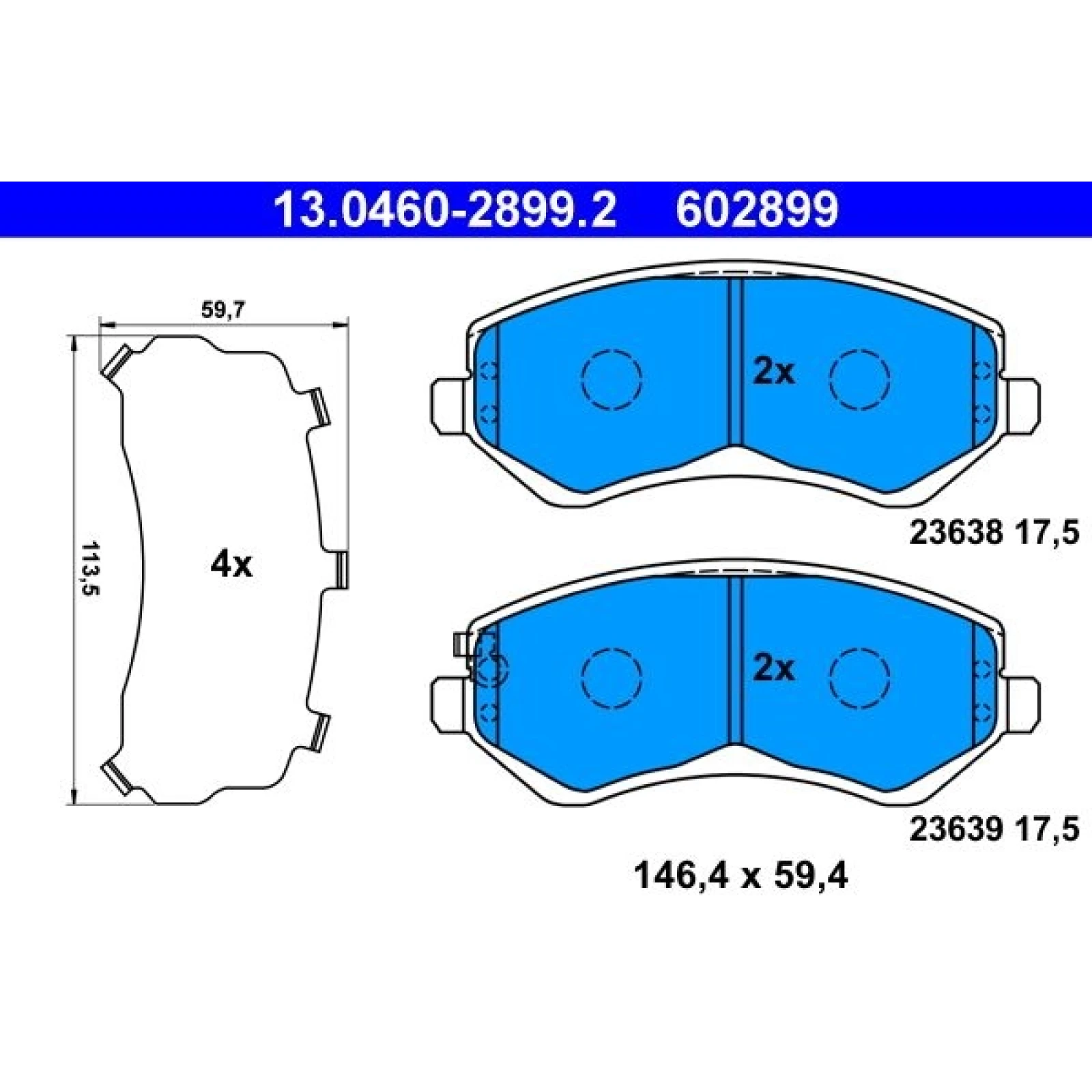 Bremsbelagsatz Chrysler P. Voyager 2.4-3.8 00-08 13.0460-2899.2
