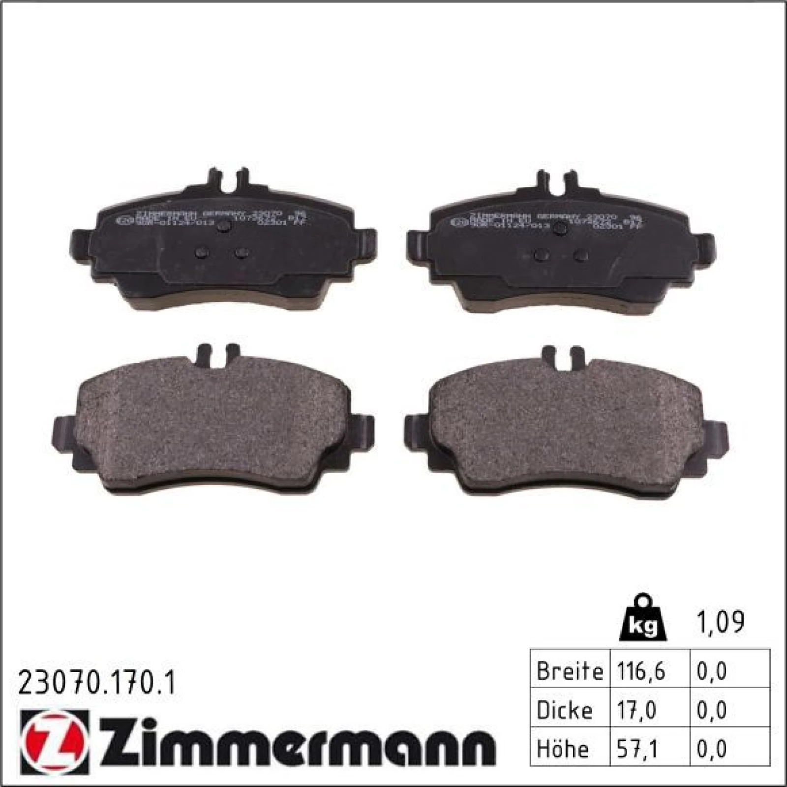 ZIMMERMANN Bremsbeläge 23070.170.1