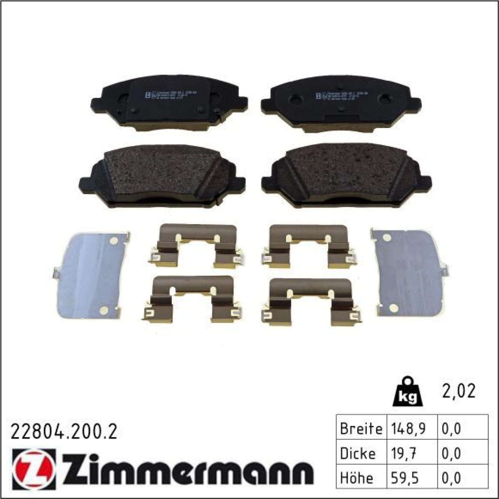 ZIMMERMANN Bremsbelagsatz, Scheibenbremse 22804.200.2