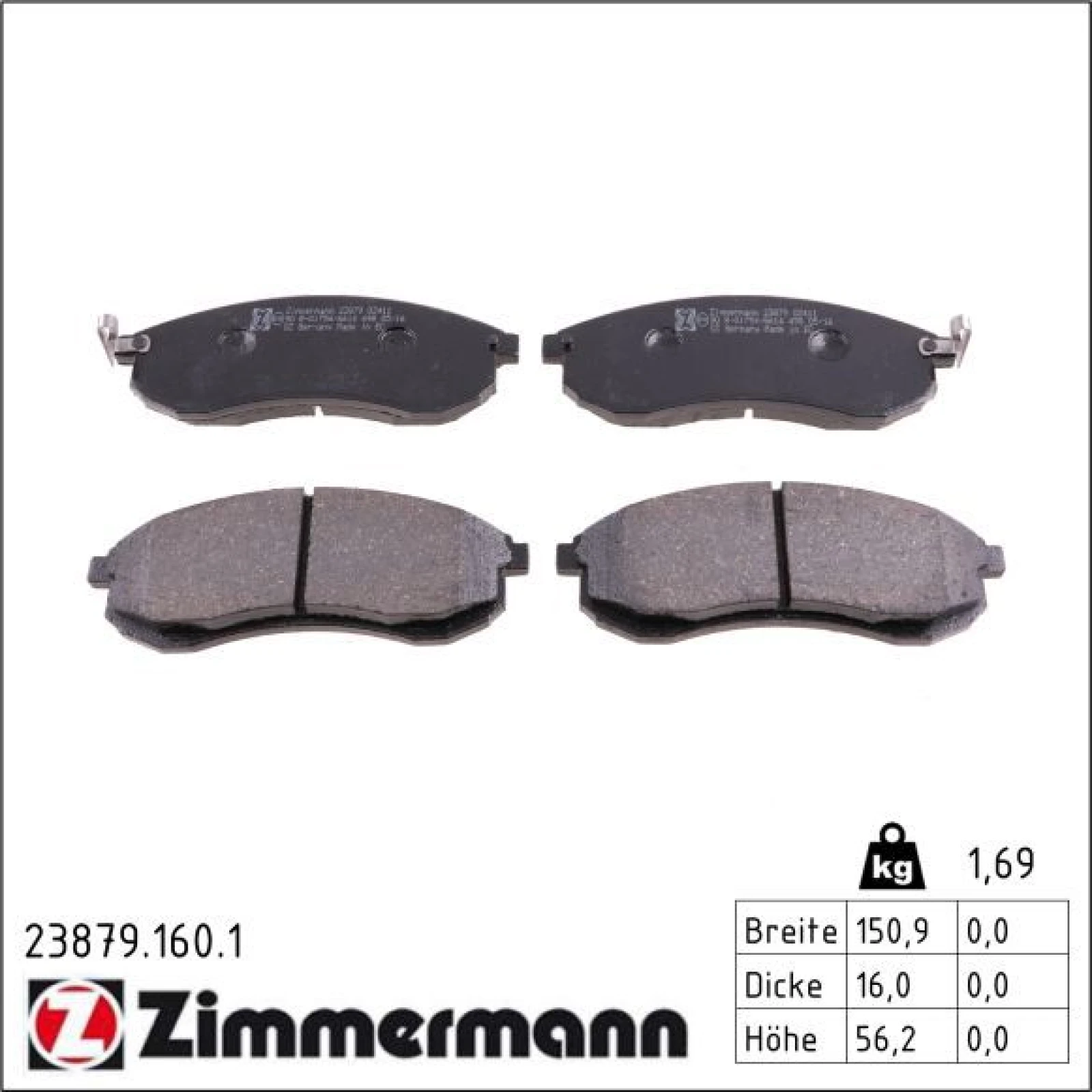 ZIMMERMANN Bremsbeläge 23879.160.1
