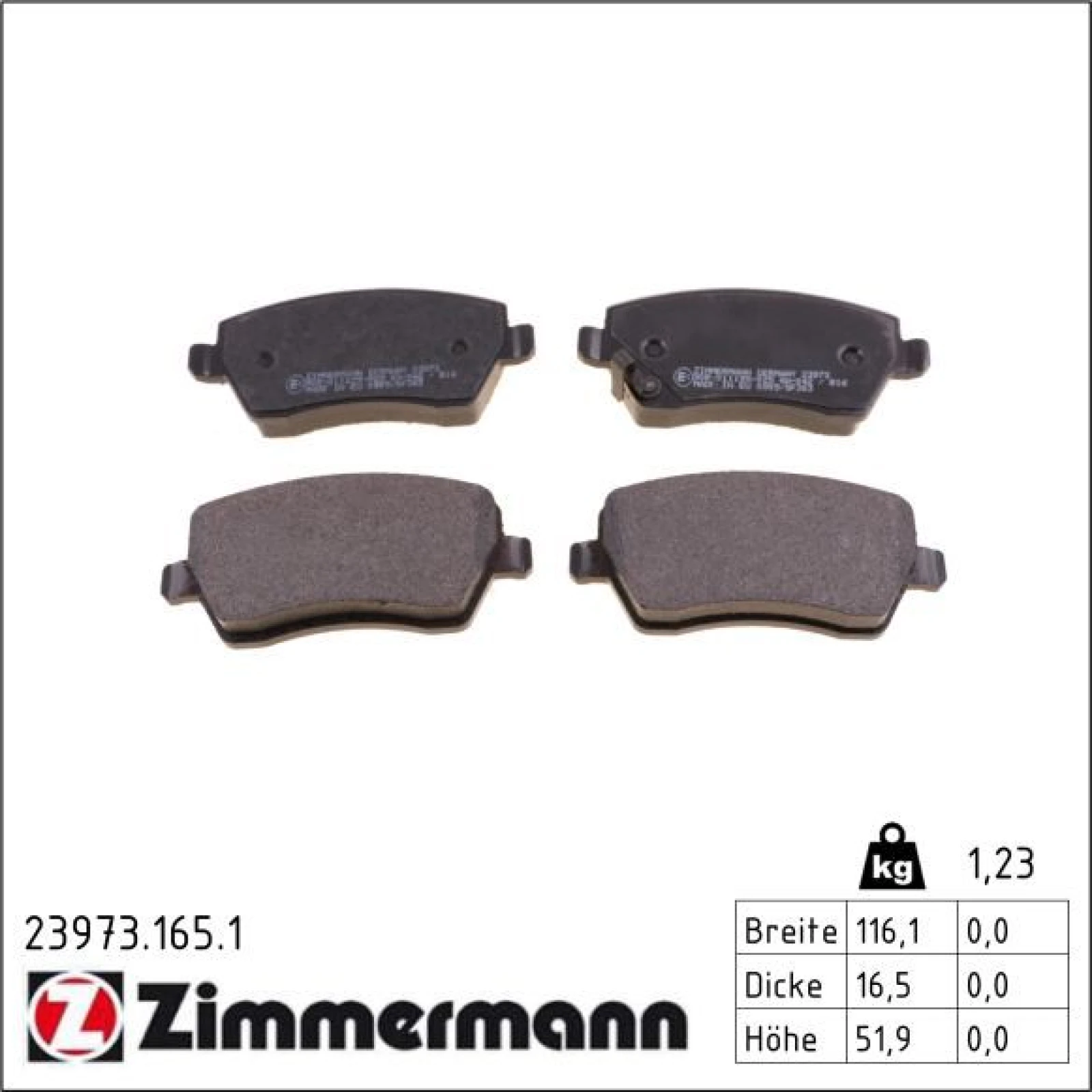 ZIMMERMANN Bremsbeläge 23973.165.1