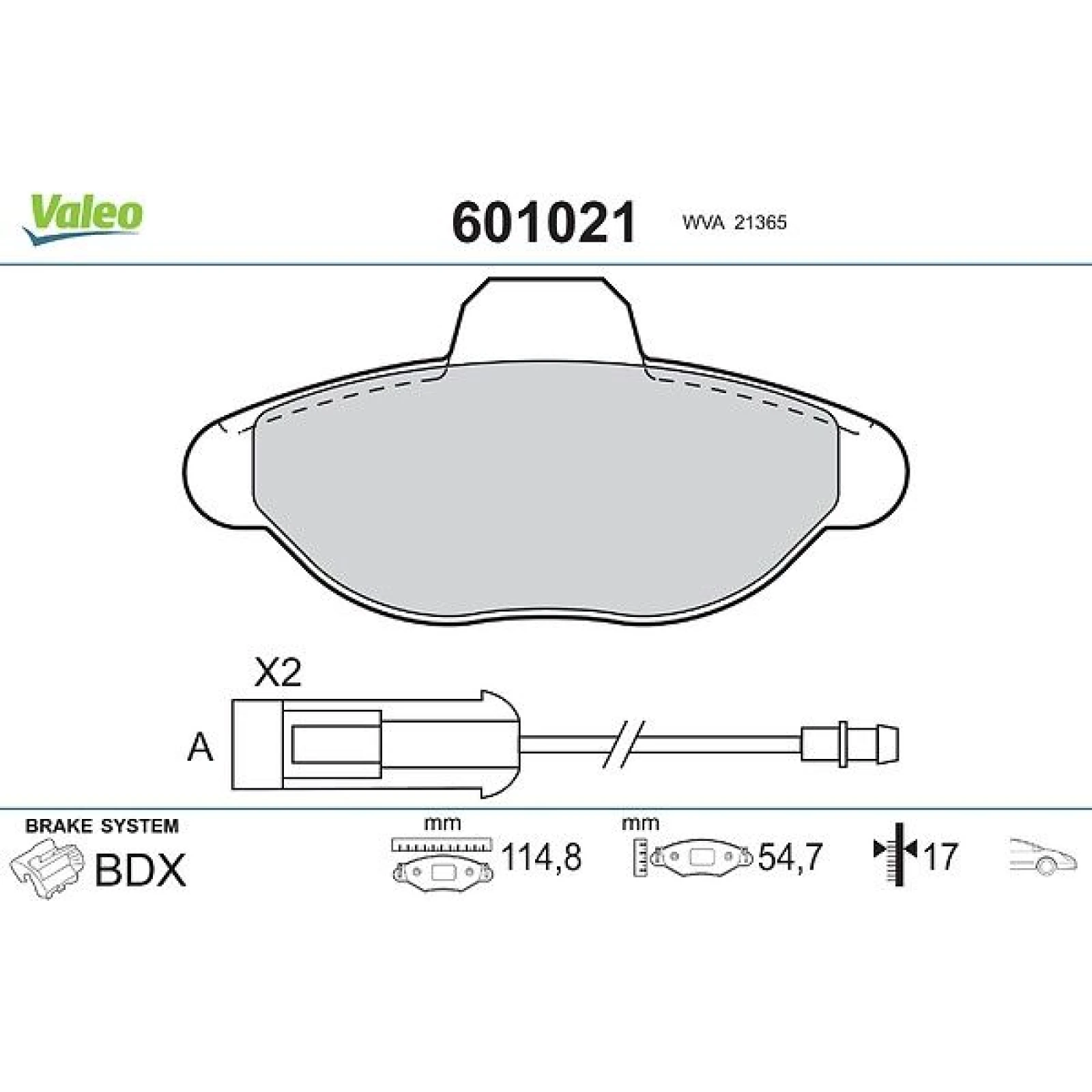 VALEO Bremsbeläge 601021