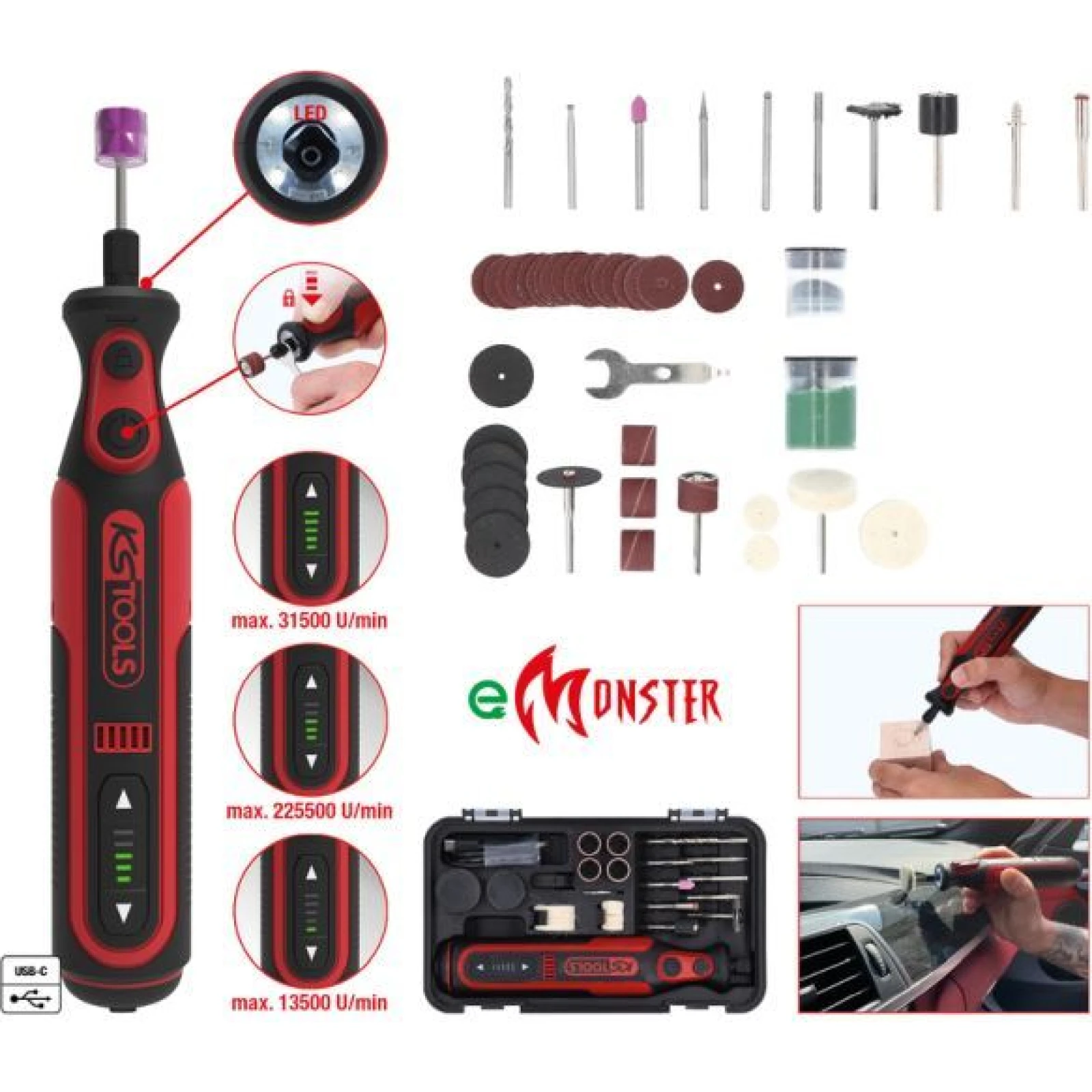 KS TOOLS Stabschleifer (Akku) 515.3990