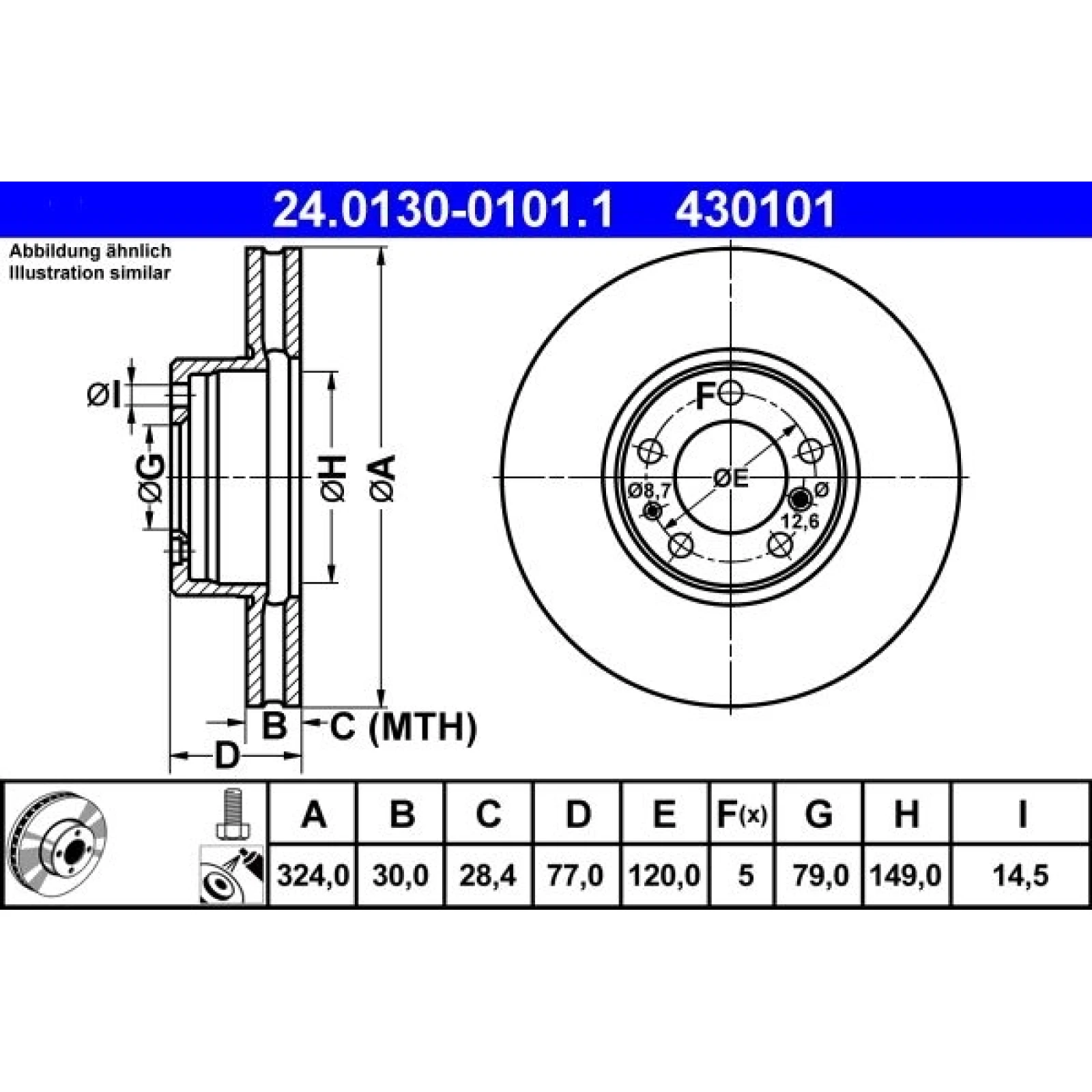 Bremsscheibe Bmw S. 5/7/8 3,5-5,0 93-04 24.0130-0101.1