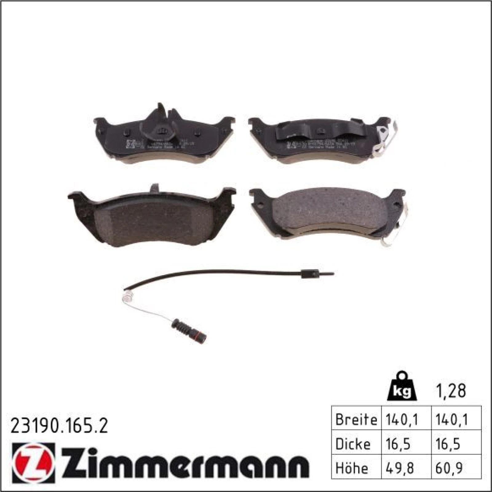 ZIMMERMANN Bremsbeläge 23190.165.2