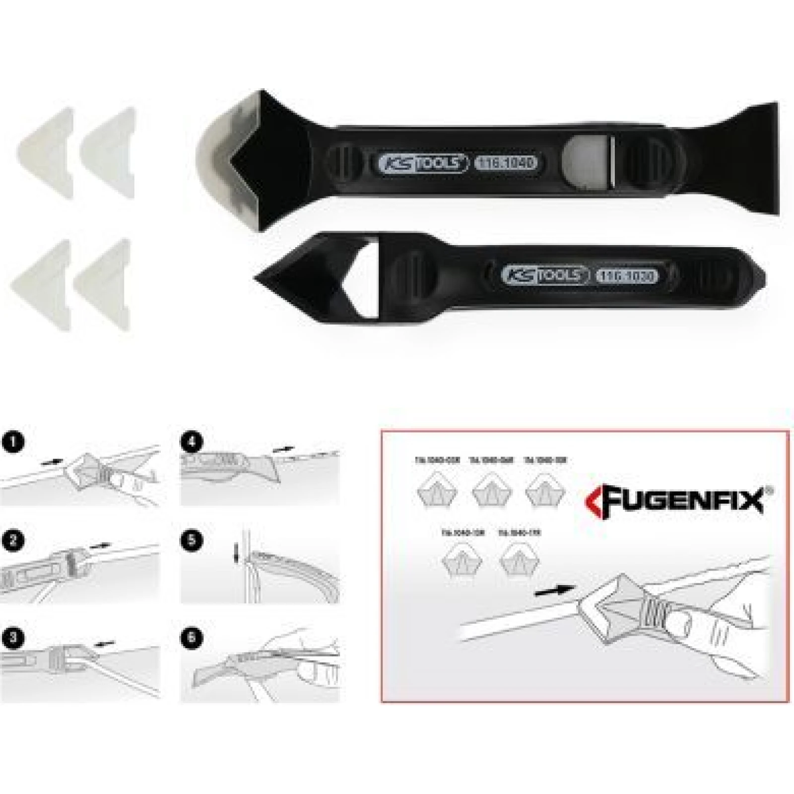 KS TOOLS FUGENFIX Silikon-Schaber- und Abzieher-Set, 7-teilig 116.1050