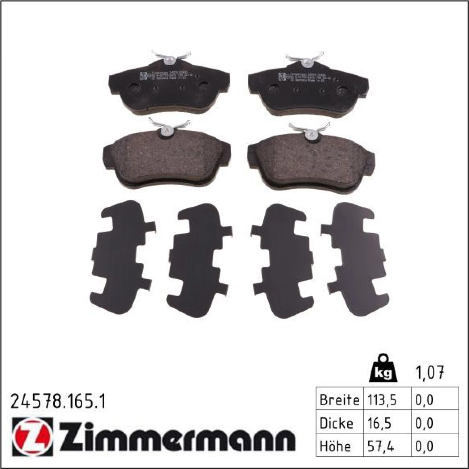ZIMMERMANN Bremsbeläge 24578.165.1