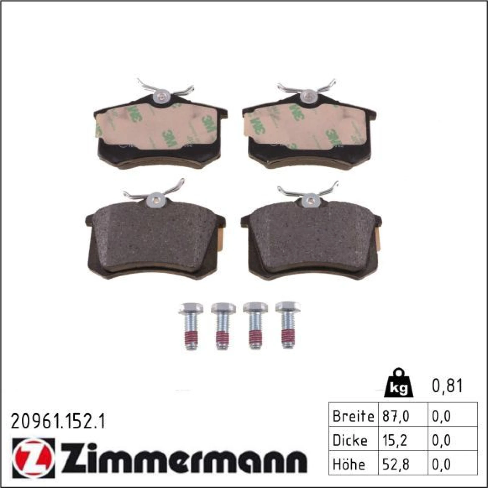 ZIMMERMANN Bremsbeläge 20961.152.1