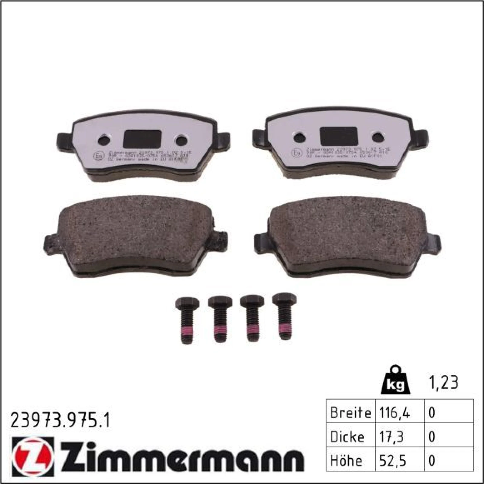 ZIMMERMANN Bremsbeläge 23973.975.1