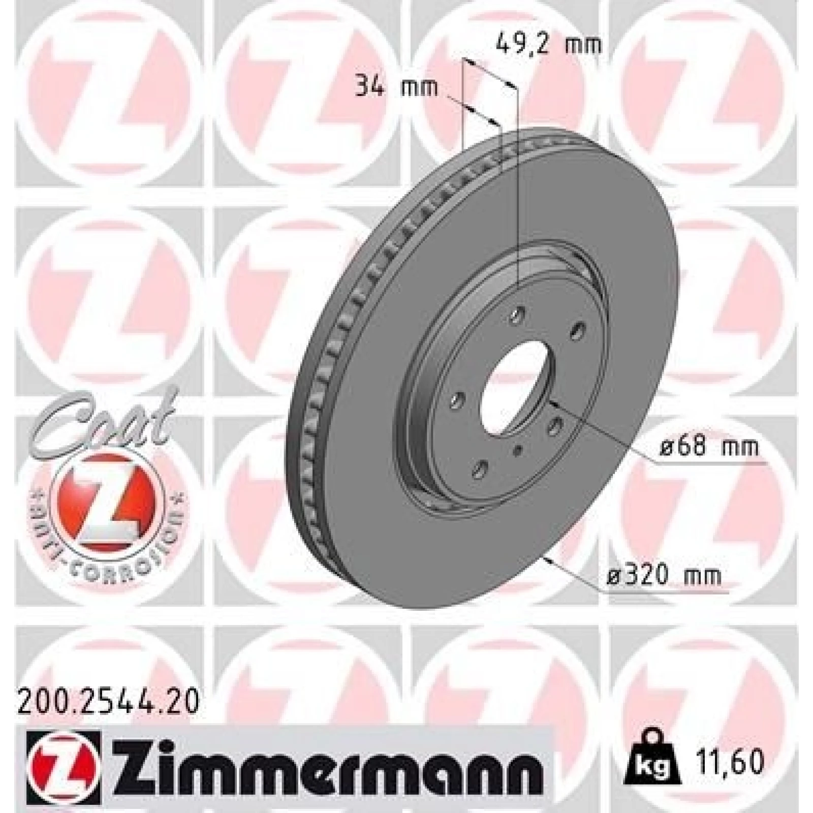 ZIMMERMANN Bremsscheibe 200.2544.20