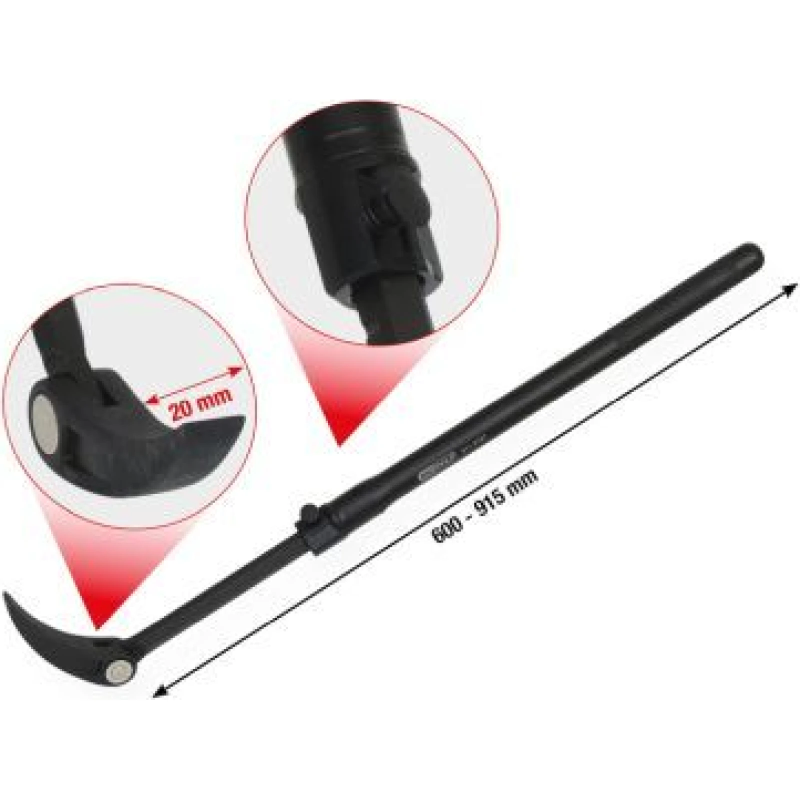 KS Tools 911.8187 Teleskop Gelenk-Rollkopf-Hebeleisen, 600-915mm