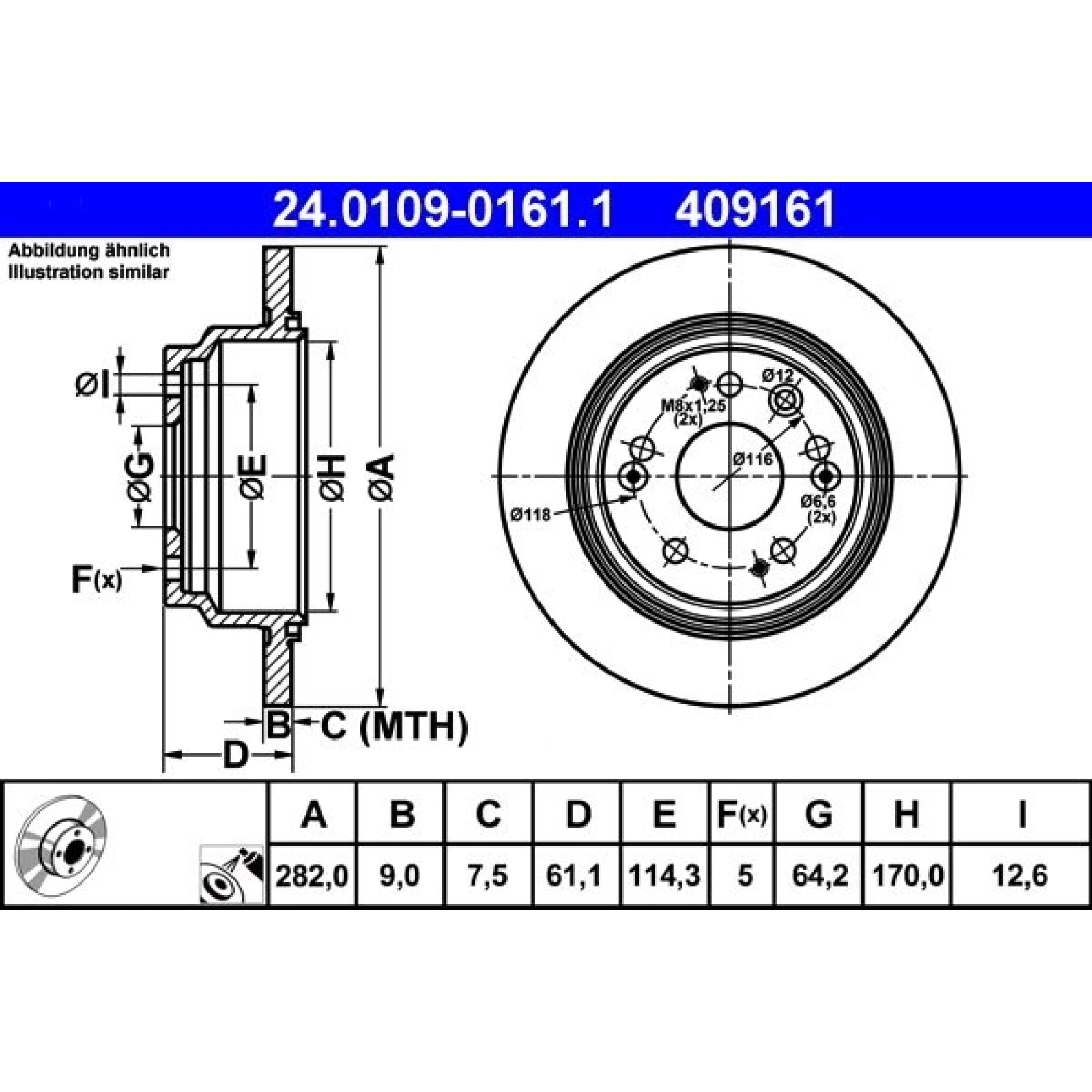 Bremsscheibe Honda T. Accord 2.0-2.4 03-08 Combi 24.0109-0161.1
